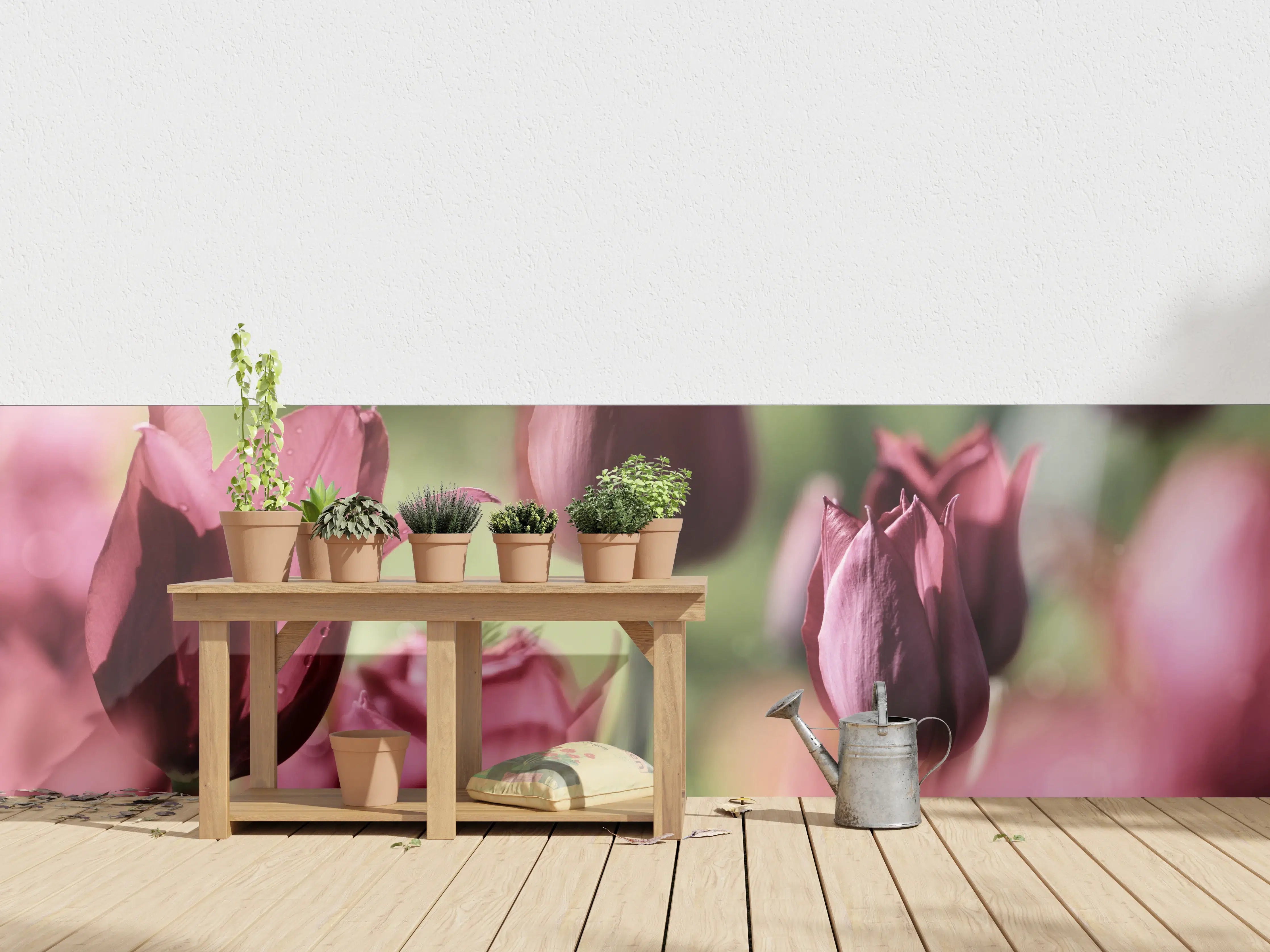 Wandverkleidung außen - Dunkelrosa Tulpen