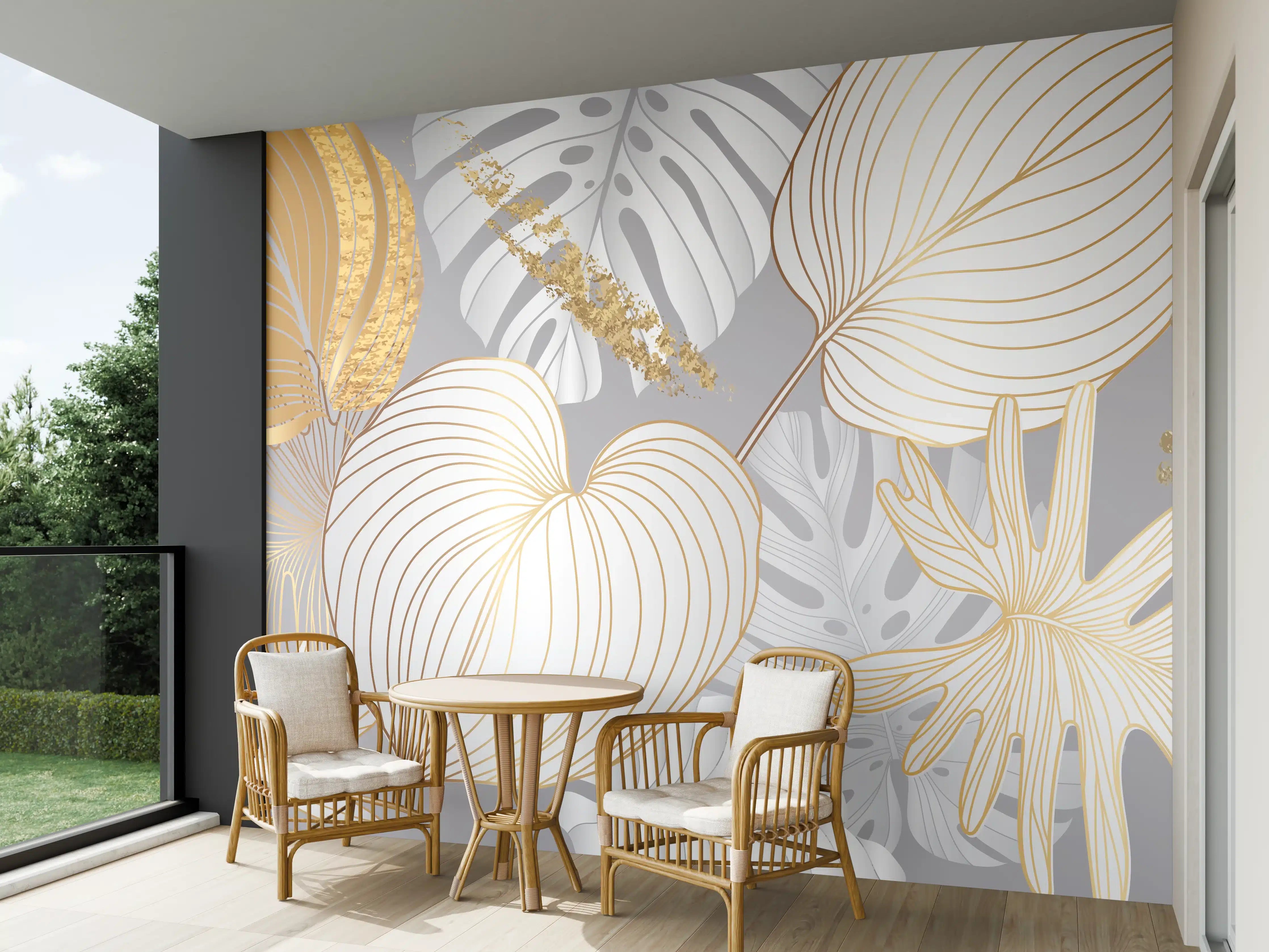 Wandverkleidung außen - Edles Gold-Blatt-Design