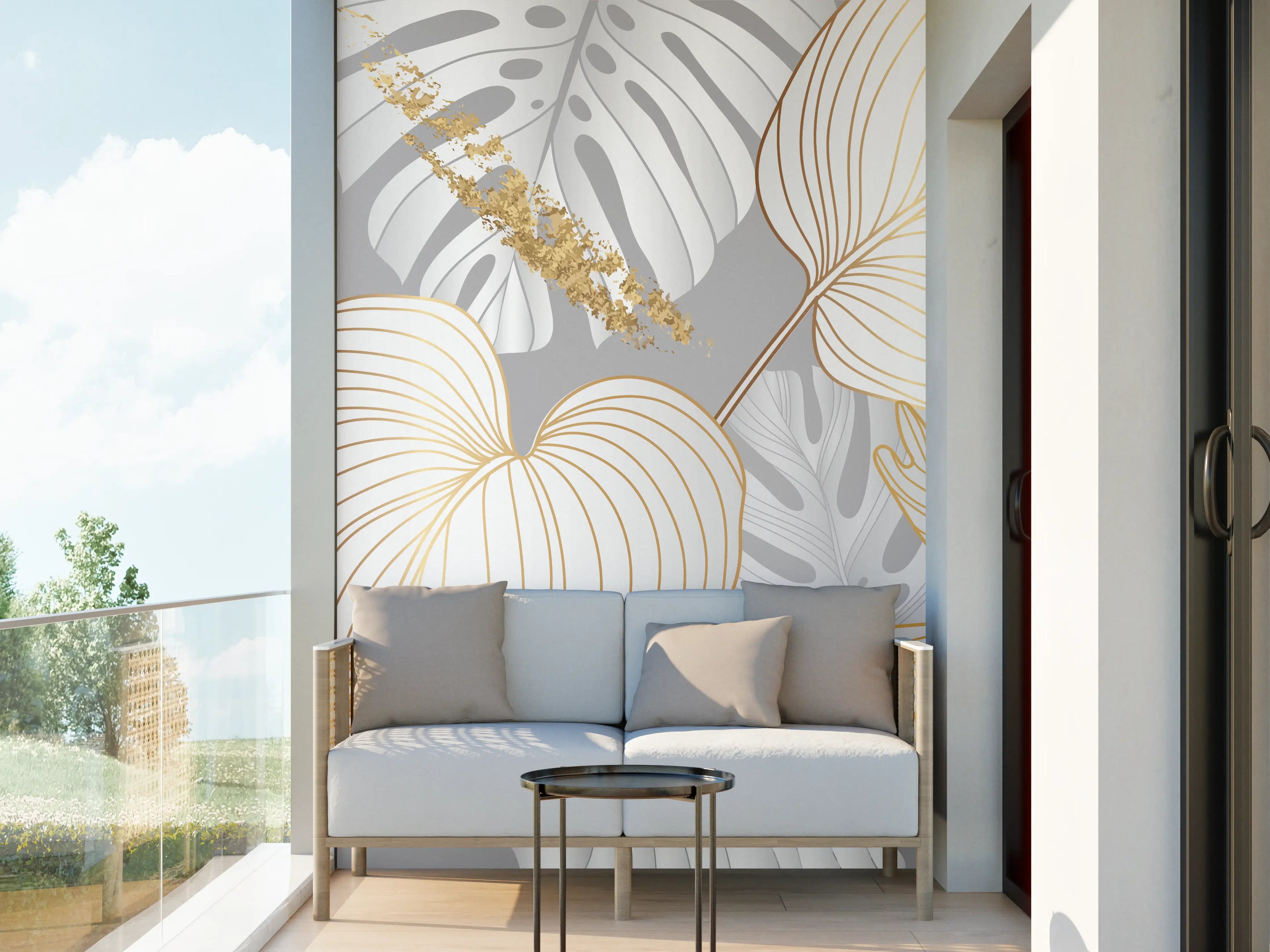 Wandverkleidung außen - Edles Gold-Blatt-Design