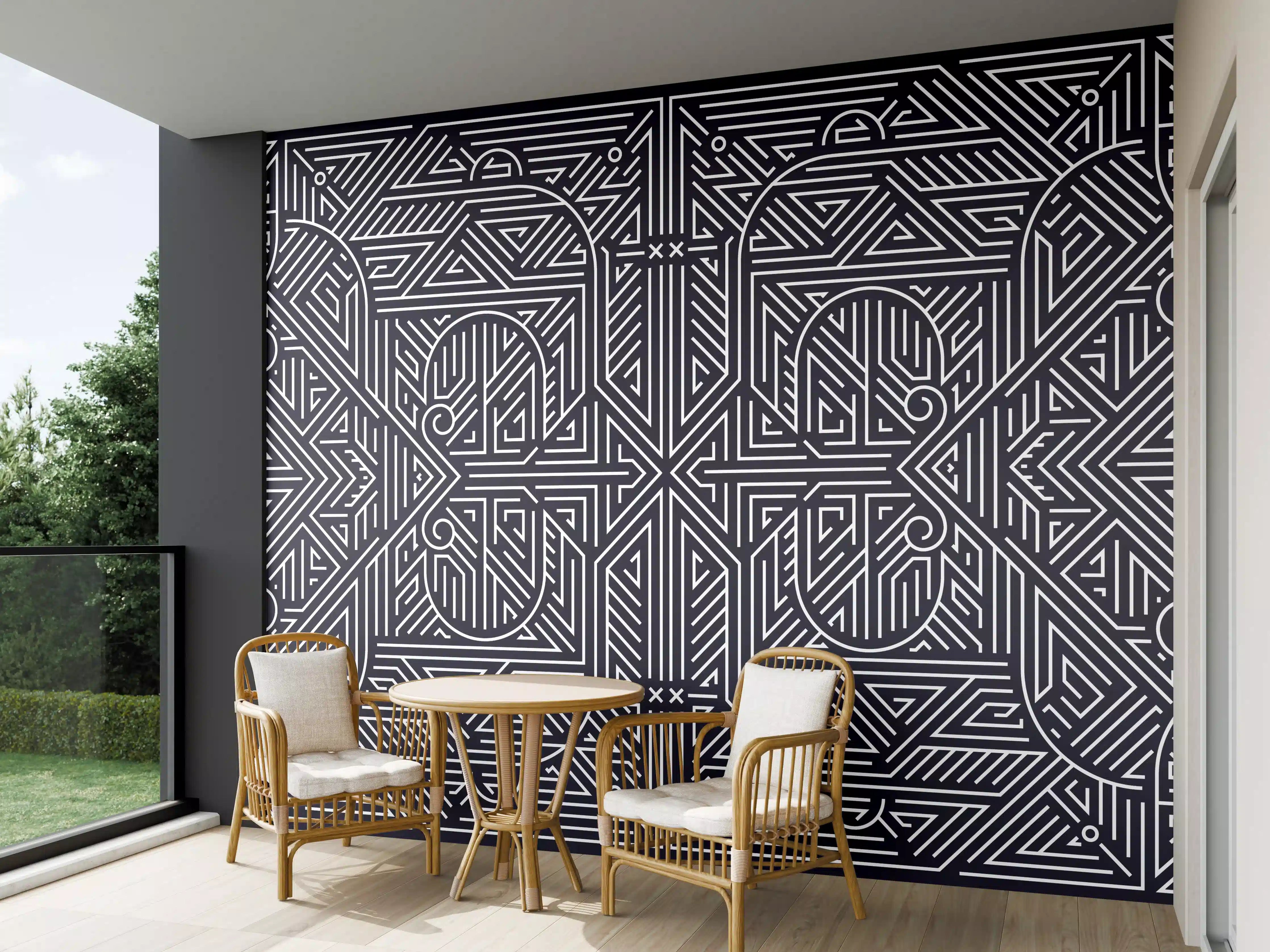 Wandverkleidung außen - Einzigartige schwarze geometrische Ornament-Wandverkleidung