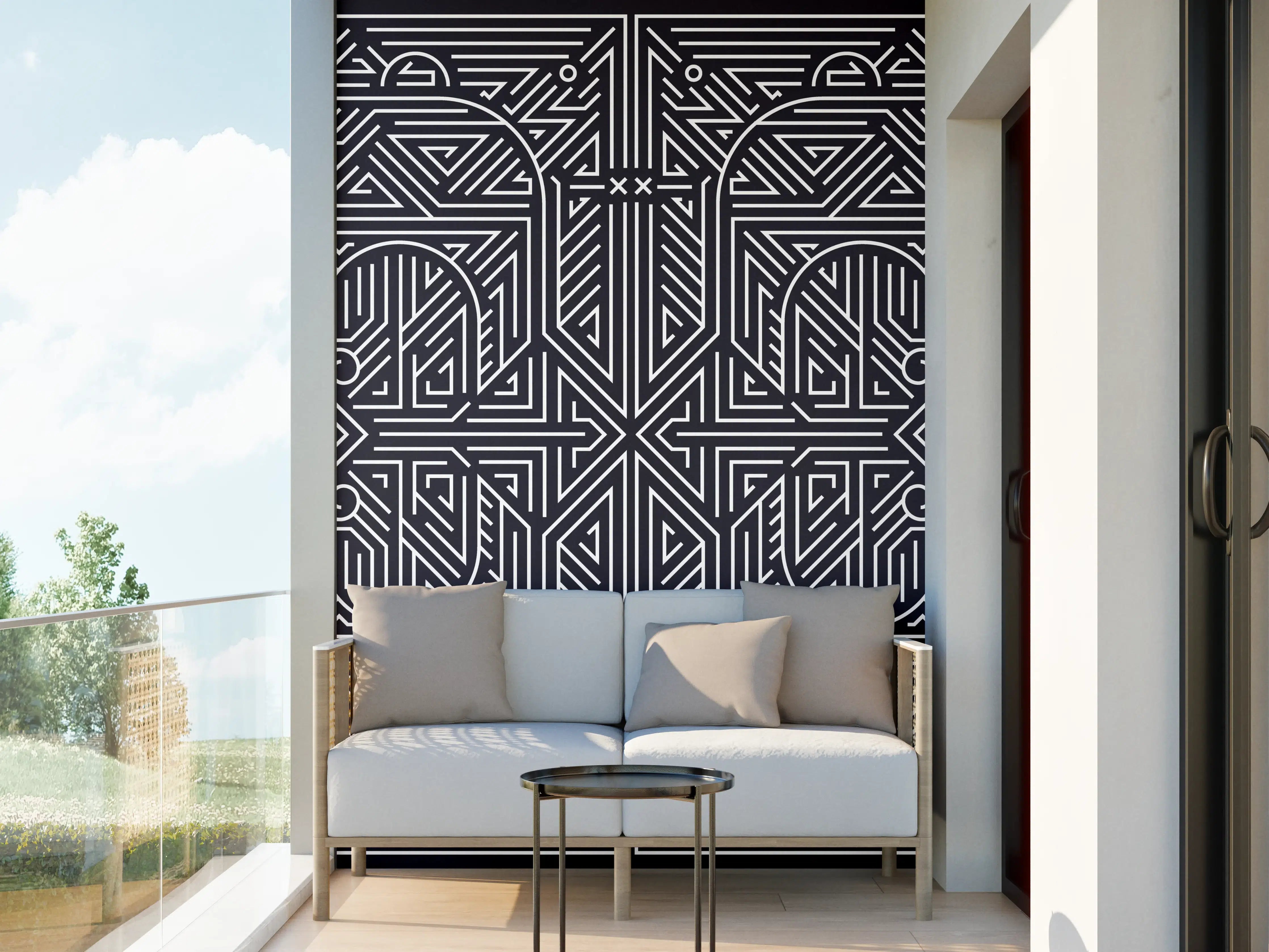 Wandverkleidung außen - Einzigartige schwarze geometrische Ornament-Wandverkleidung