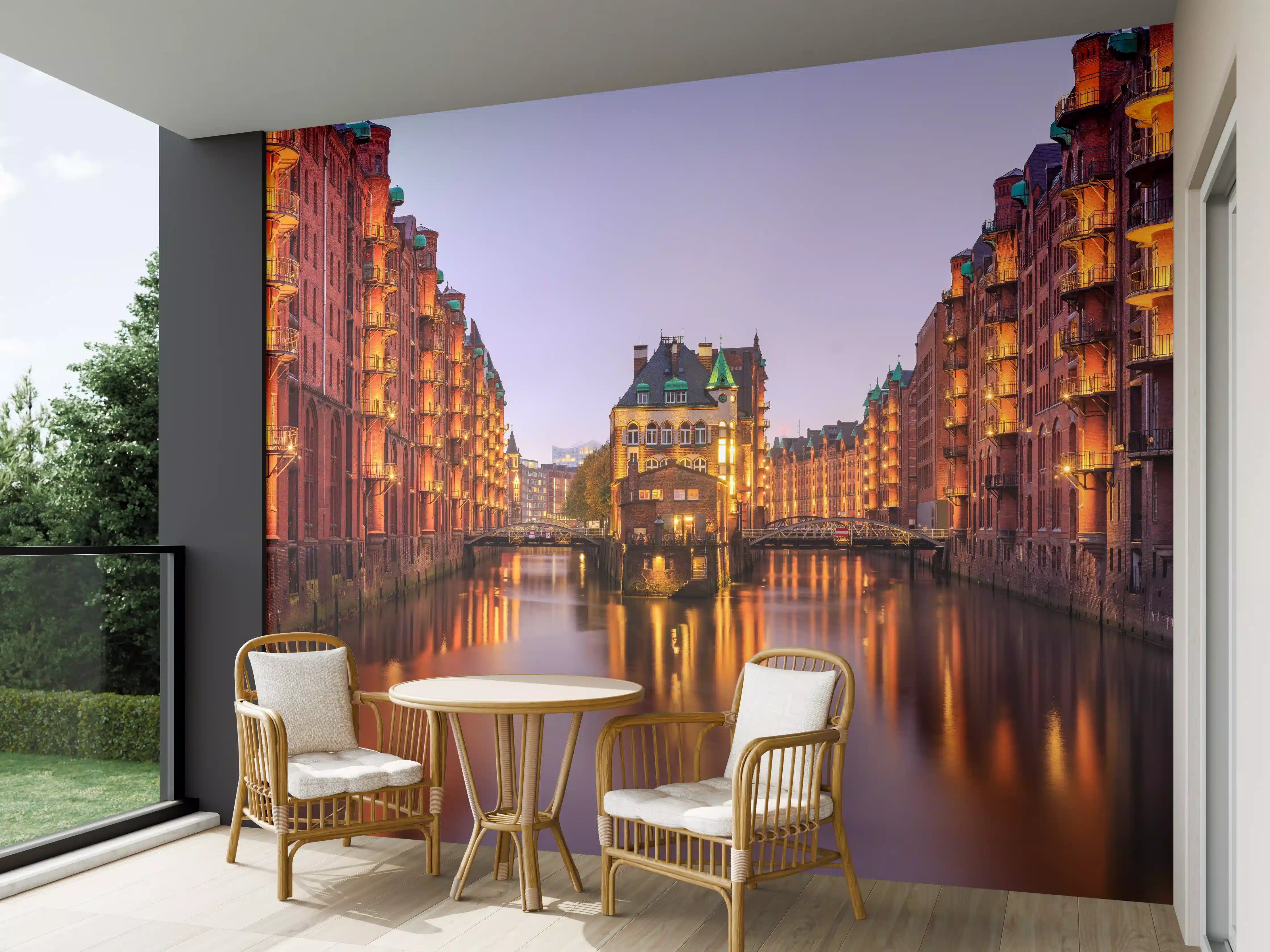 Wandverkleidung außen - Elbe Hamburg im Nacht