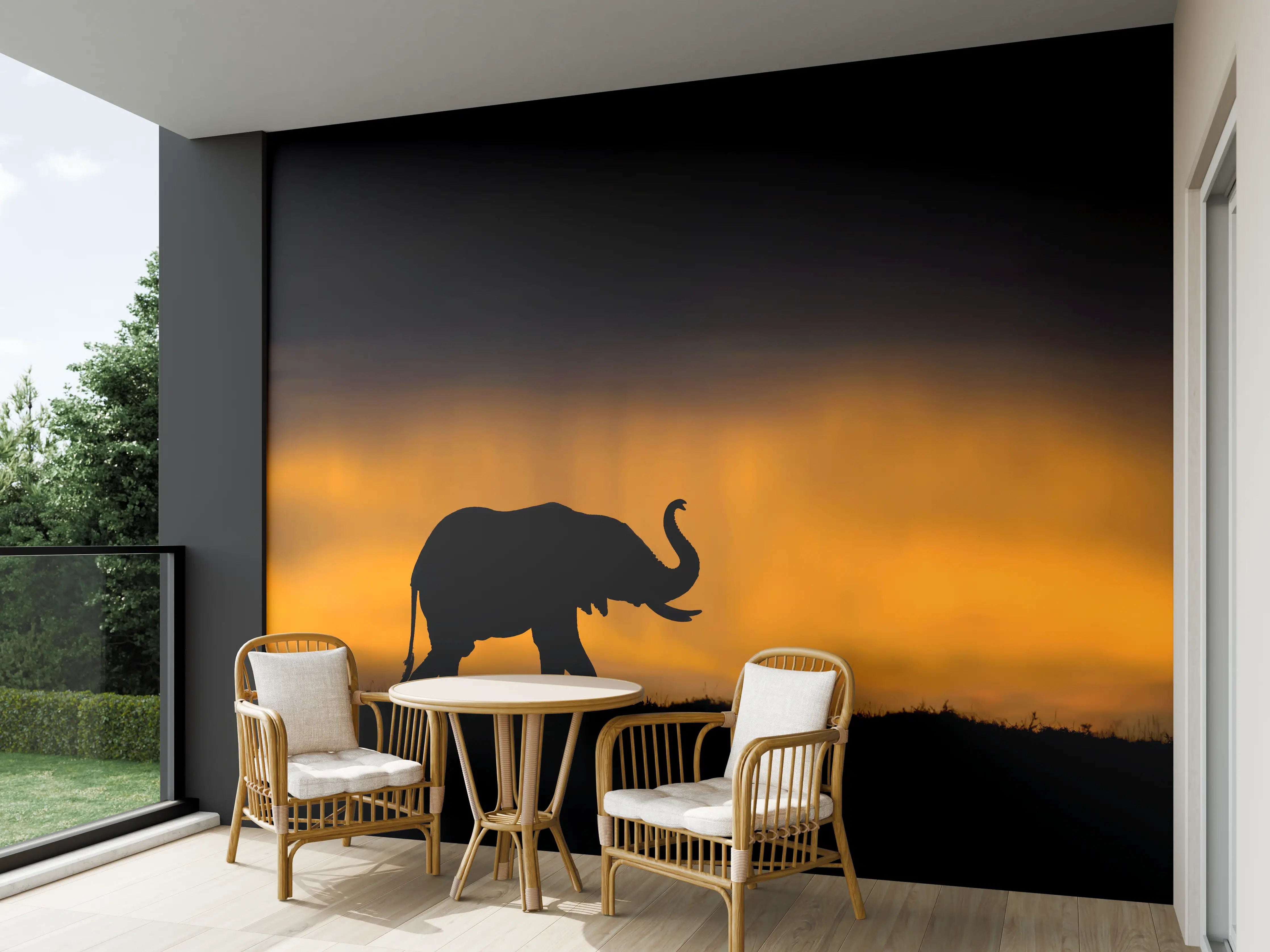 Wandverkleidung außen - Elefant im Sturm