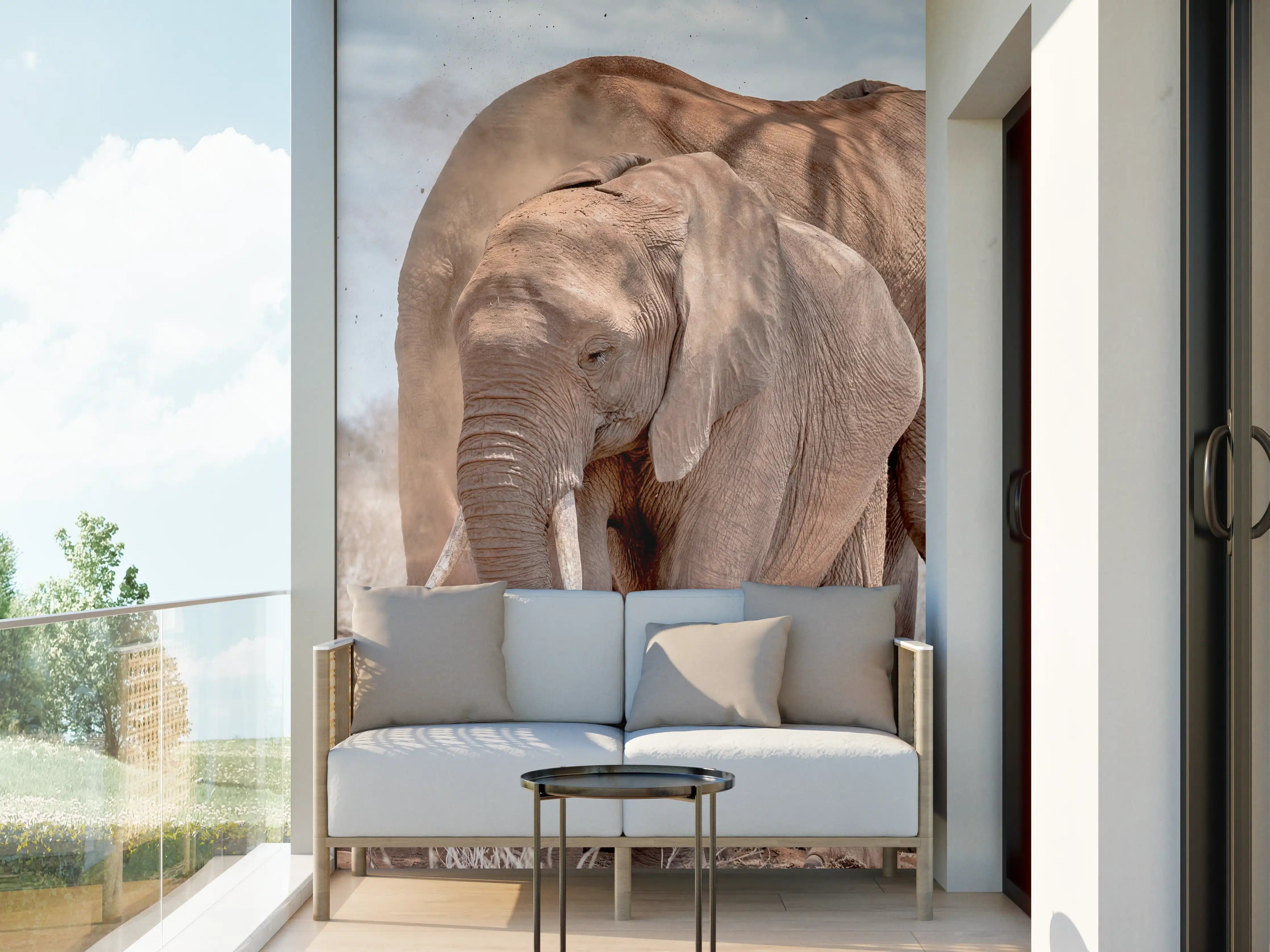Wandverkleidung außen - Elefanten von Tsavo