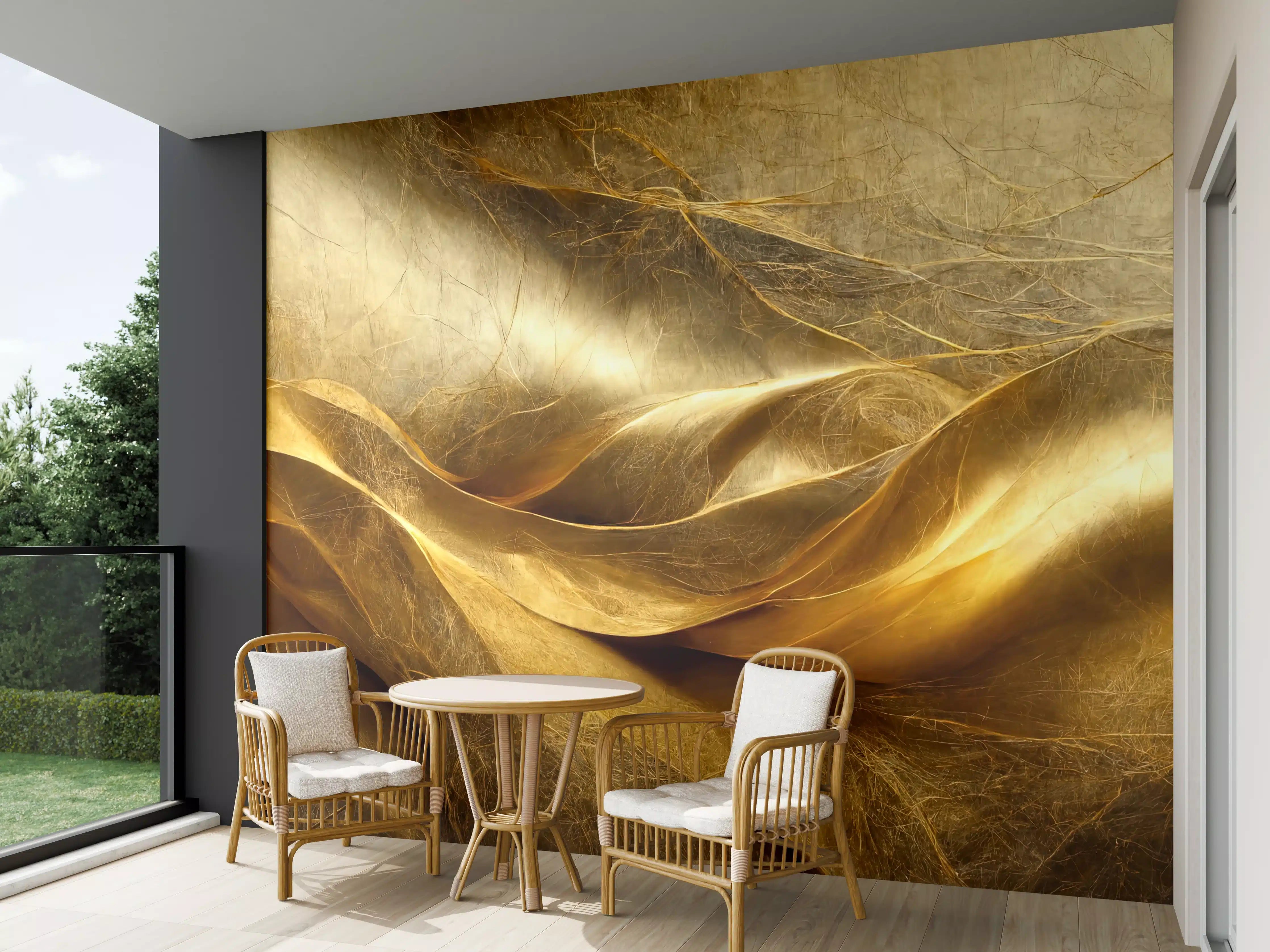Wandverkleidung außen - Elegant Goldene Seidenstoffe mit strukturierter Oberfläche