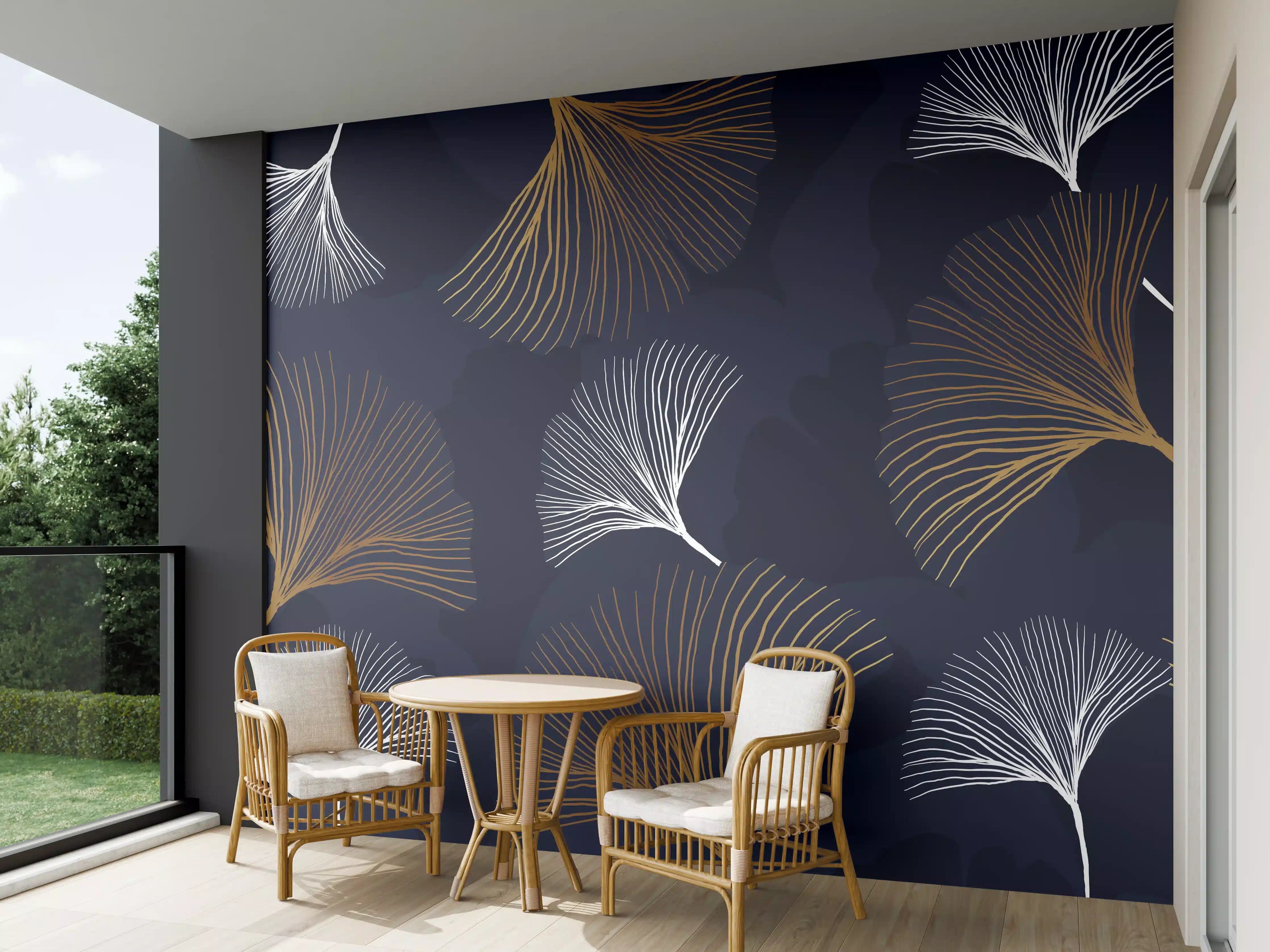 Wandverkleidung außen - Elegante Blattgold-Muster Tapete