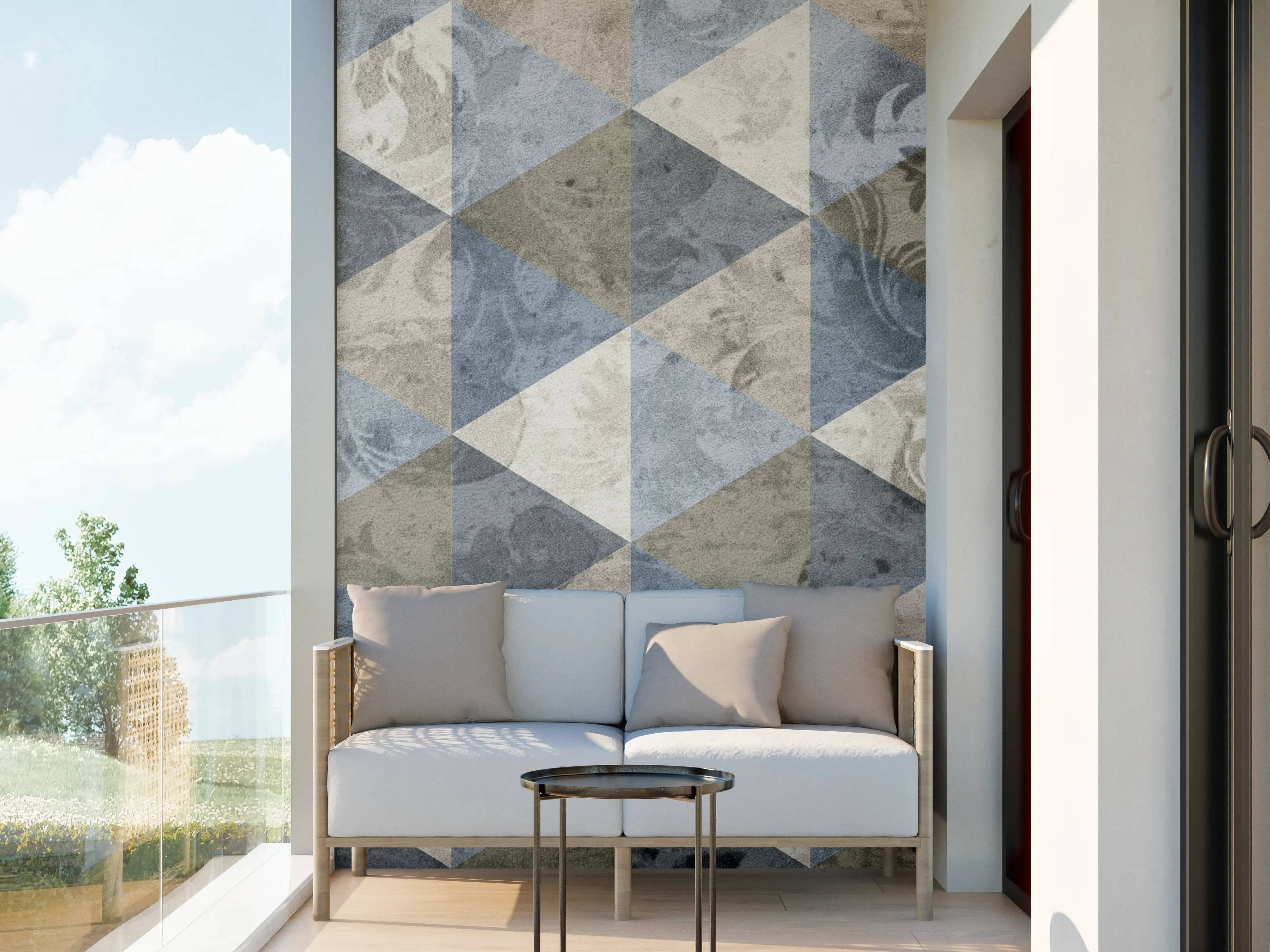 Wandverkleidung außen - Elegante Geometrische Muster in Blau-Grau