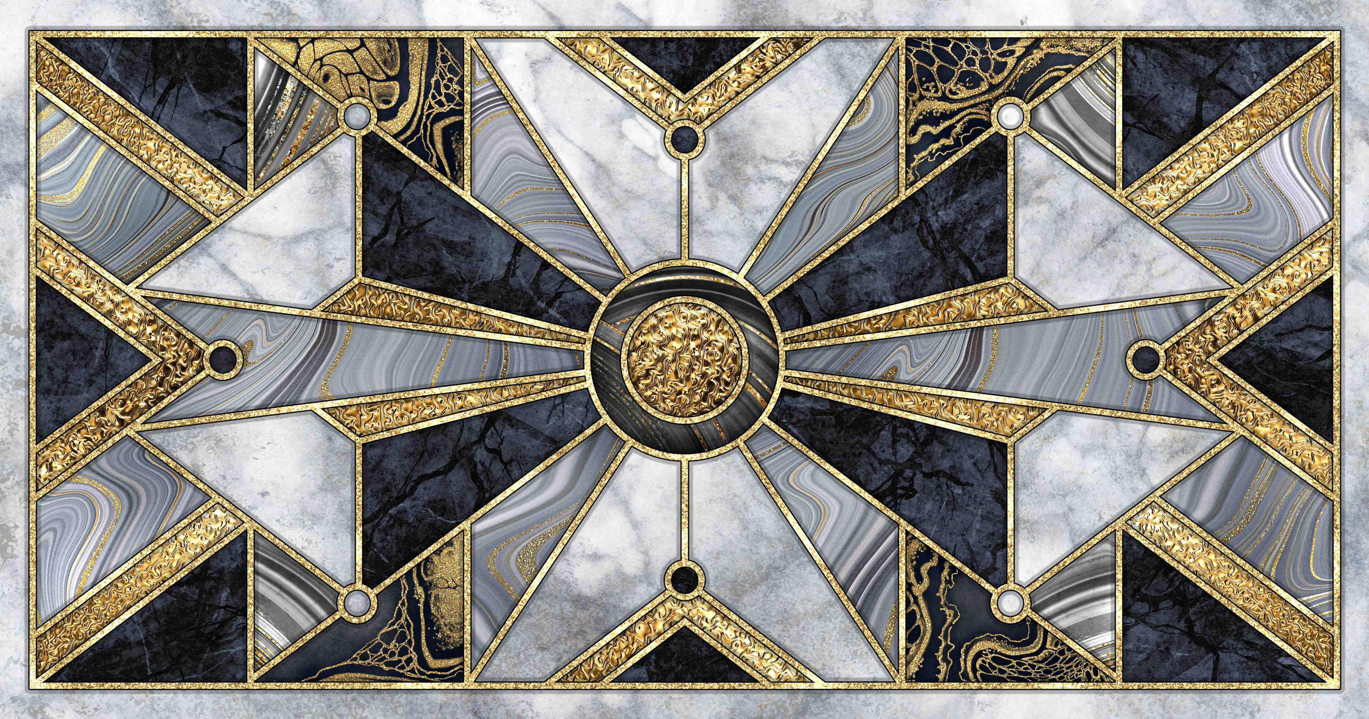 Wandverkleidung außen-Elegante Marmor- und Gold-Musterwandgestaltung