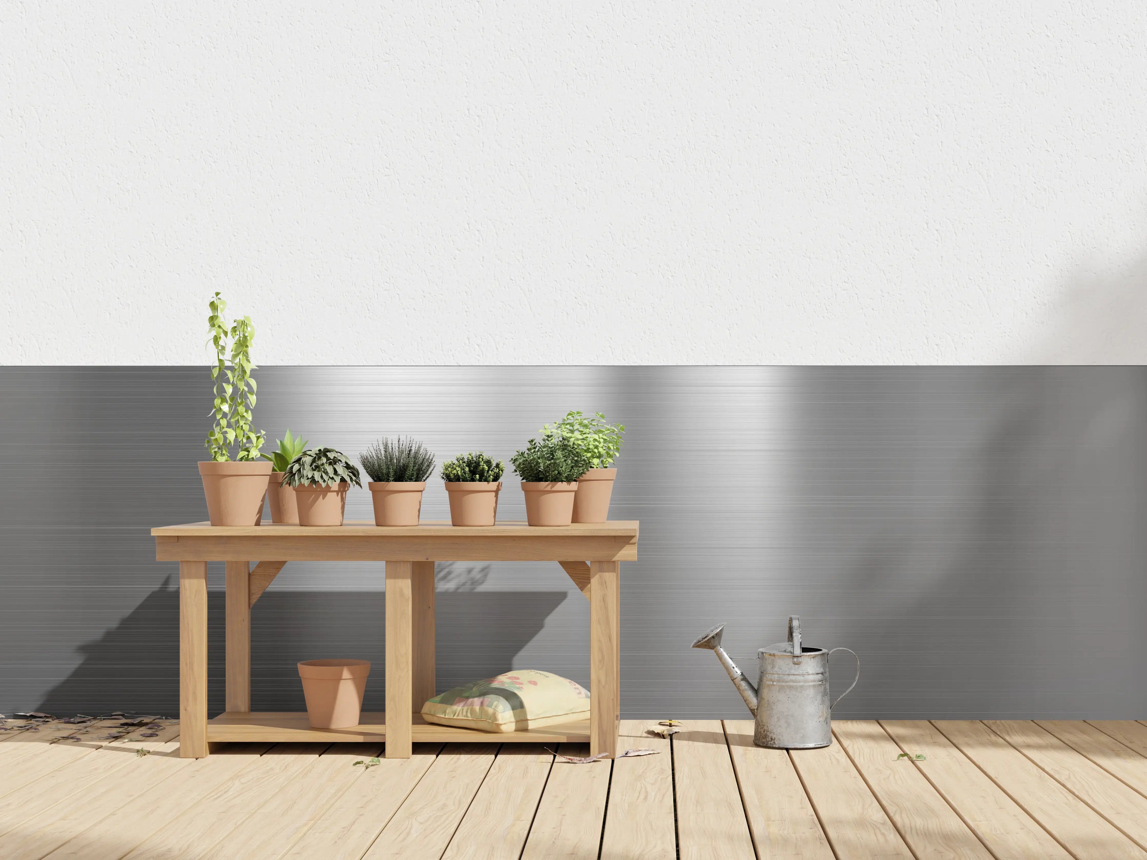 Wandverkleidung außen - Elegante Silbermetall-Oberfläche mit feiner Struktur