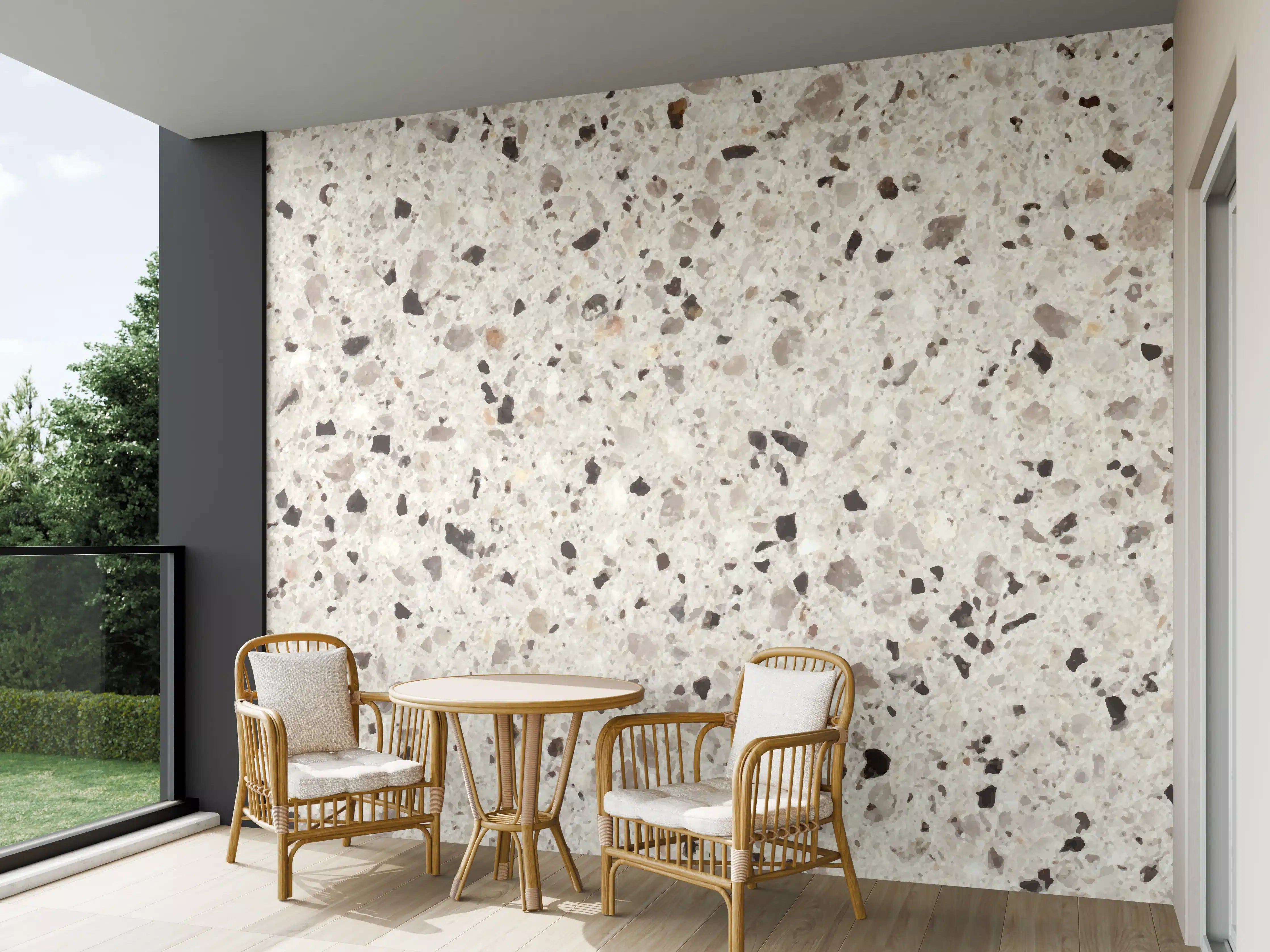 Wandverkleidung außen - Elegante Weiß-Grau Terrazzo-Optik