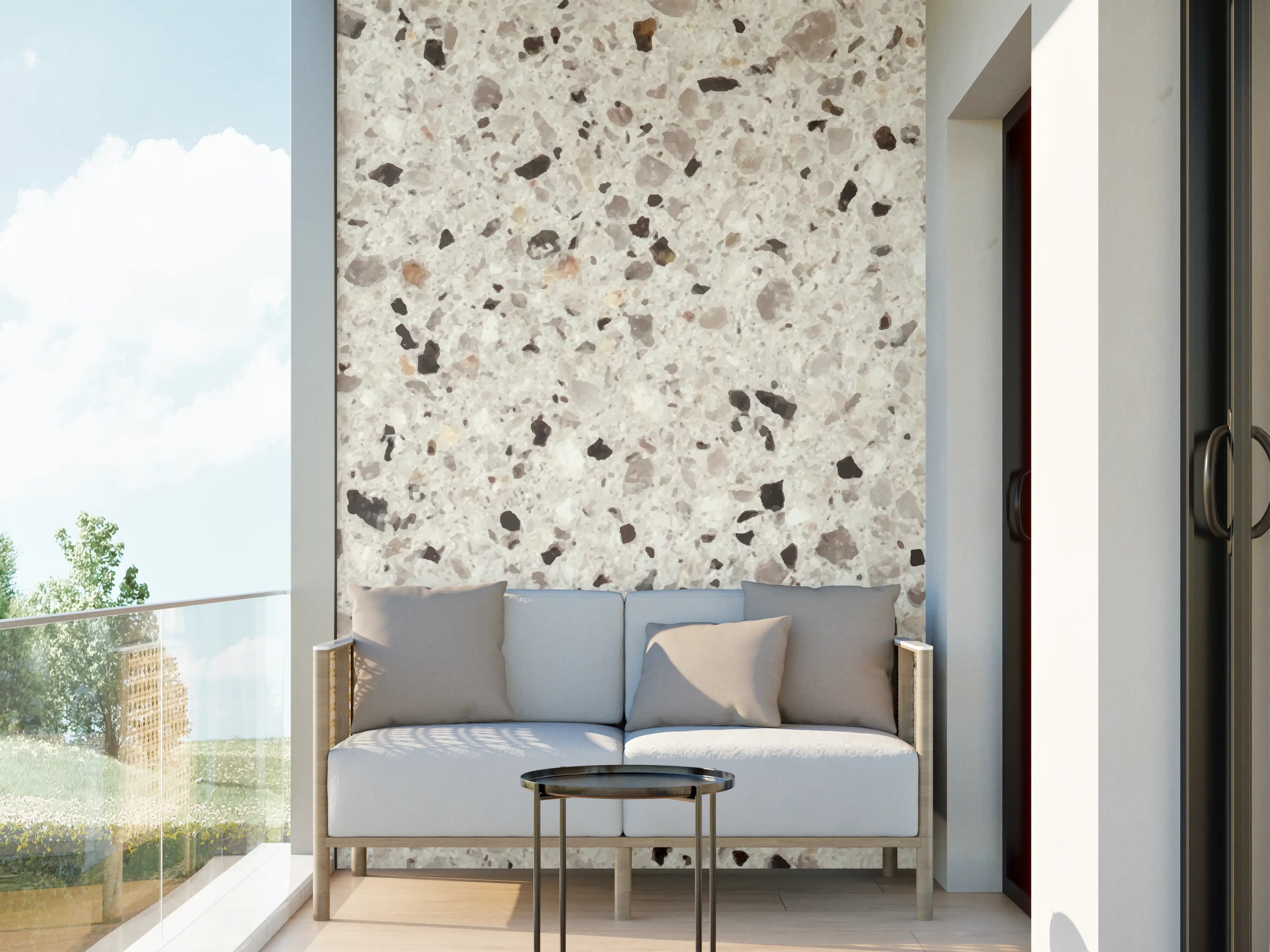 Wandverkleidung außen - Elegante Weiß-Grau Terrazzo-Optik