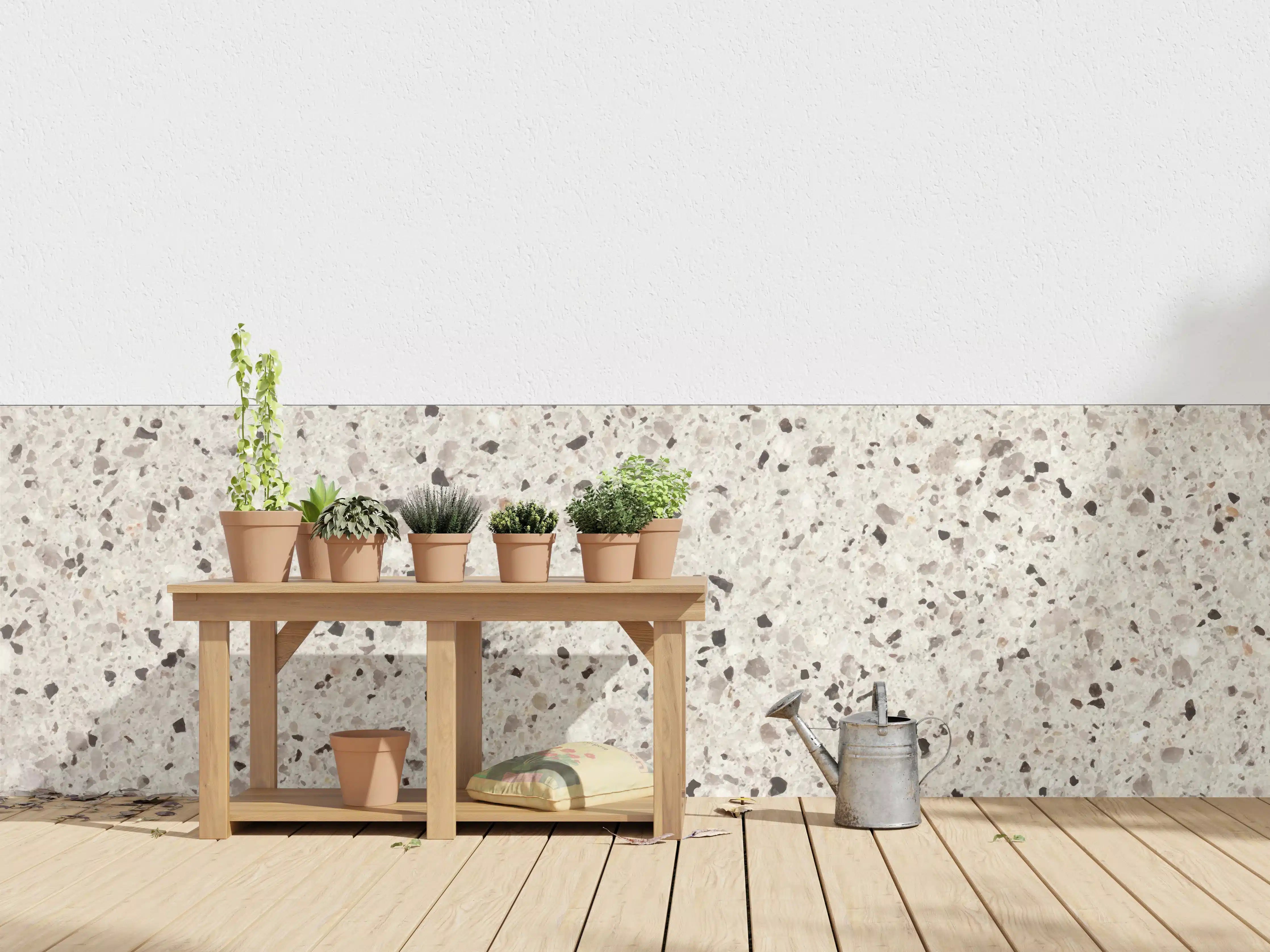 Wandverkleidung außen - Elegante Weiß-Grau Terrazzo-Optik