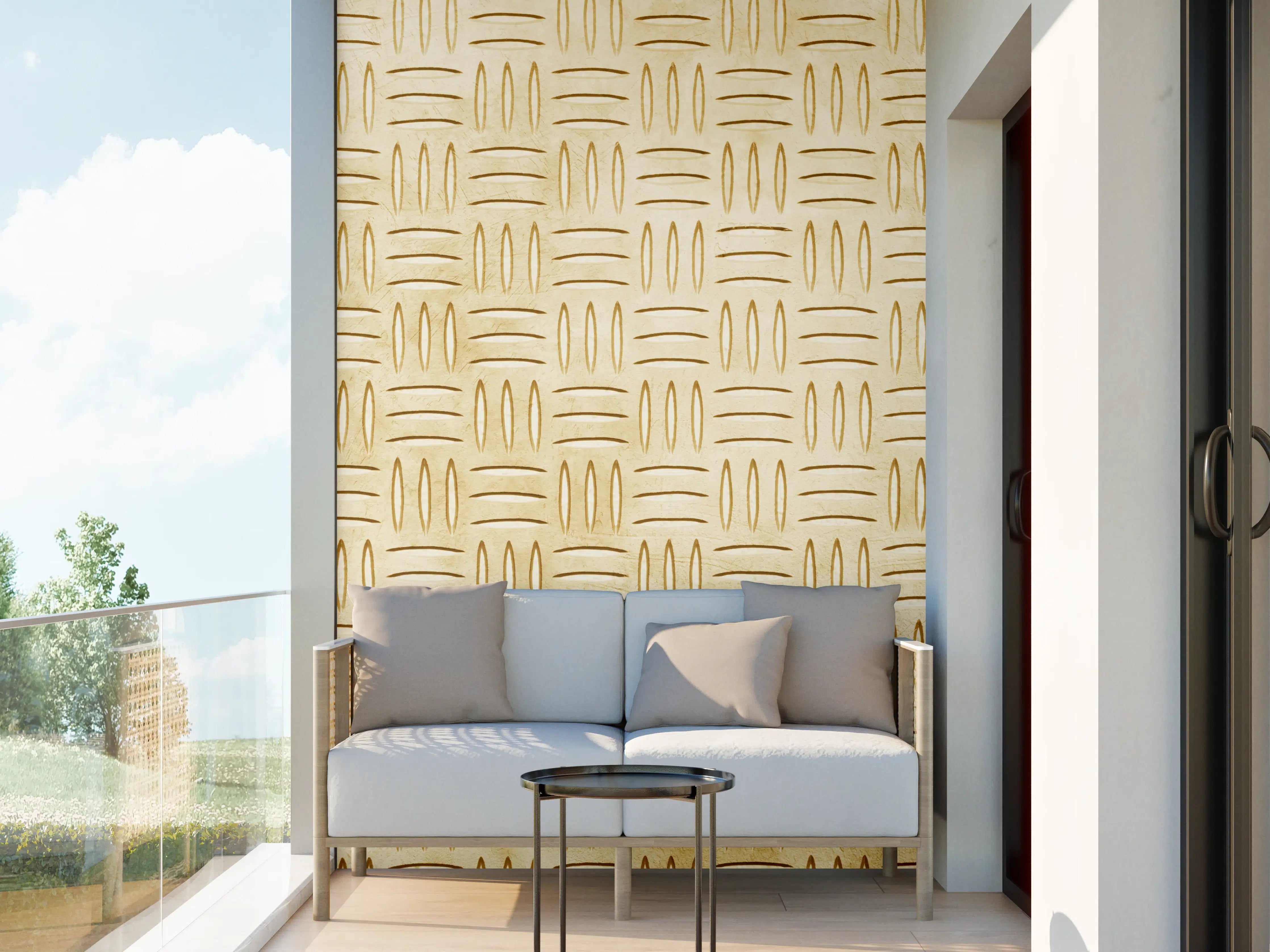 Wandverkleidung außen - Elegante goldene Holzoptik mit Wellenmuster