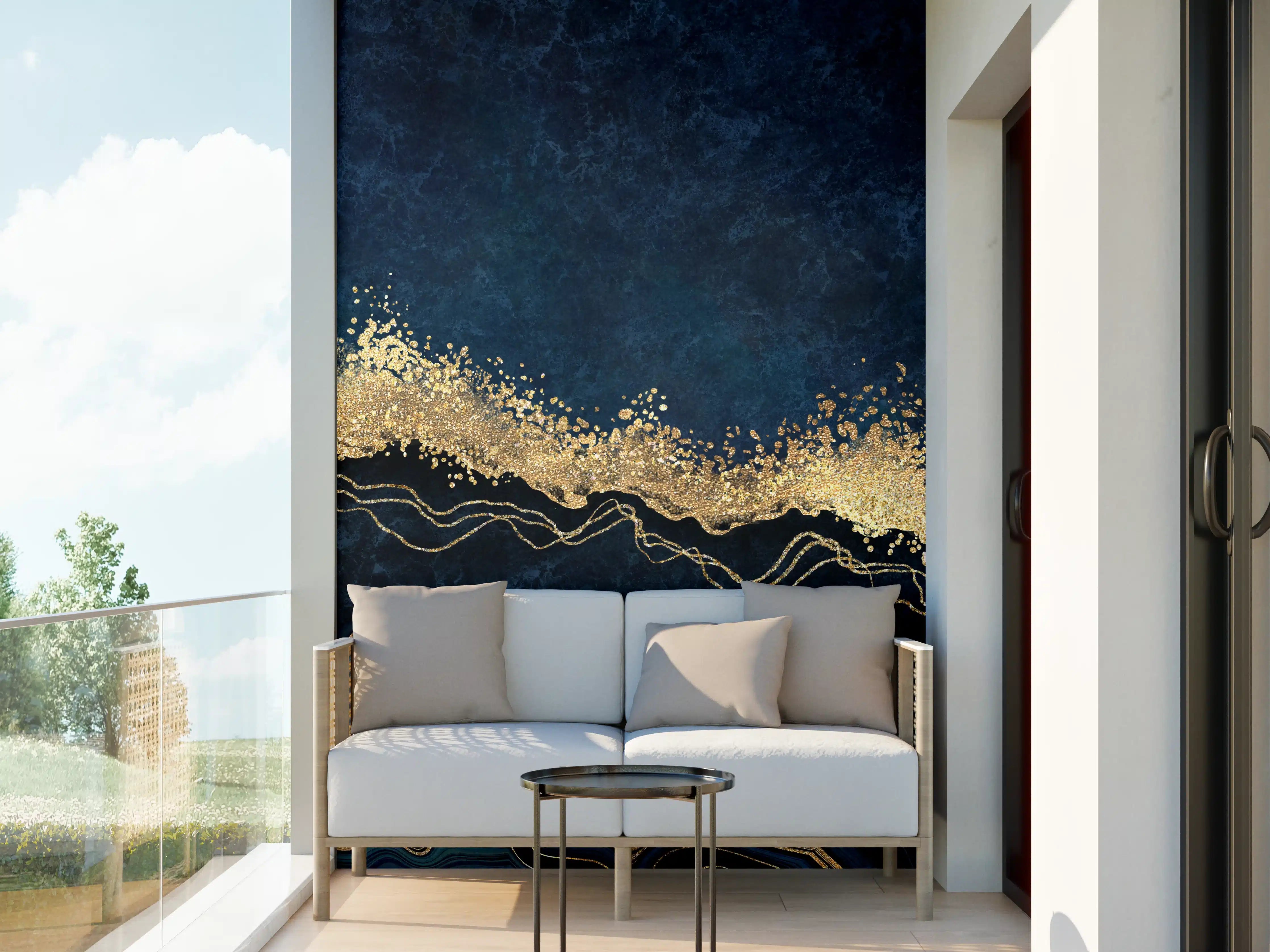 Wandverkleidung außen - Elegante schwarze und goldene Musterung