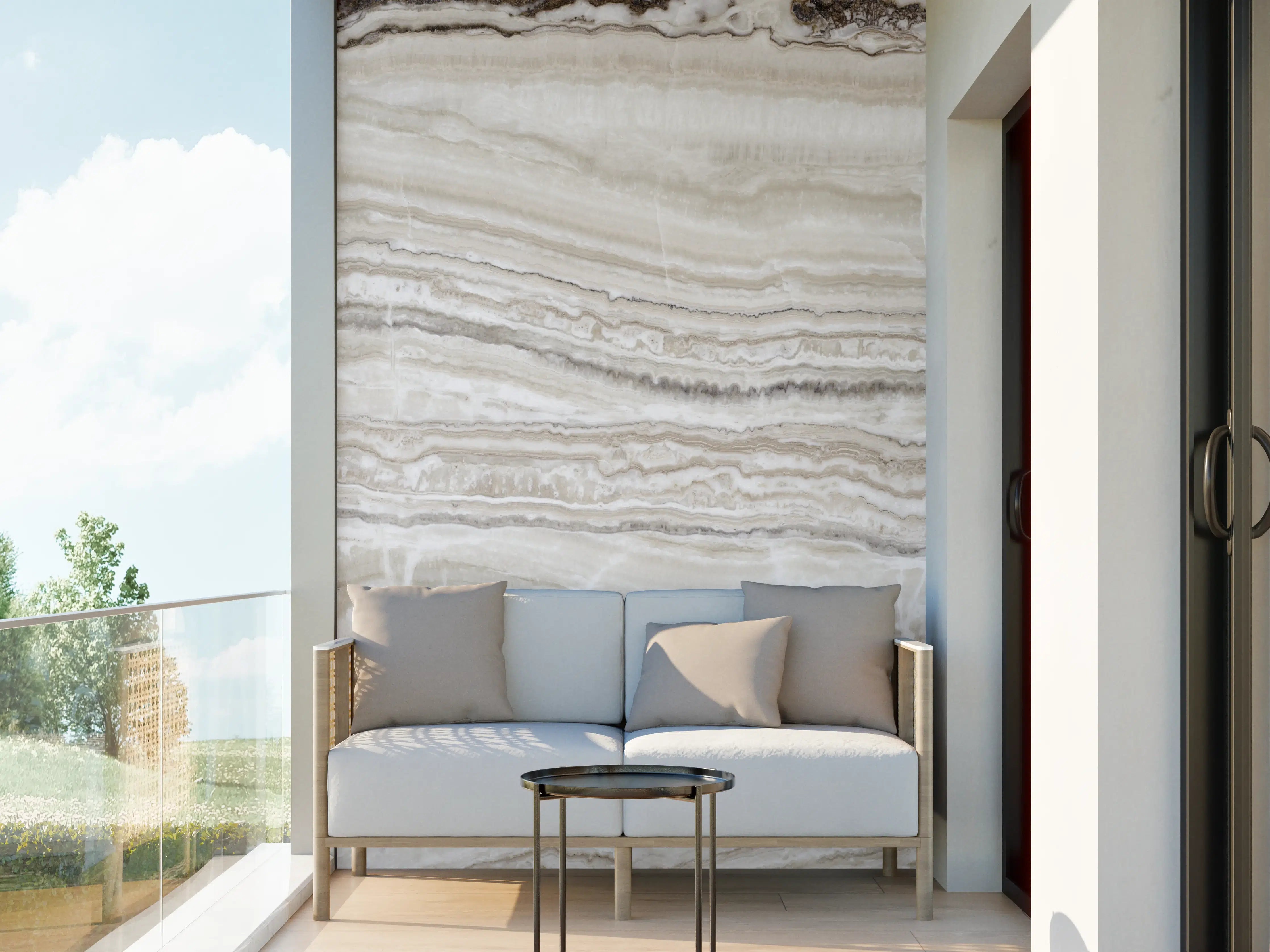 Wandverkleidung außen - Eleganter Grau-Weiß-Marmor