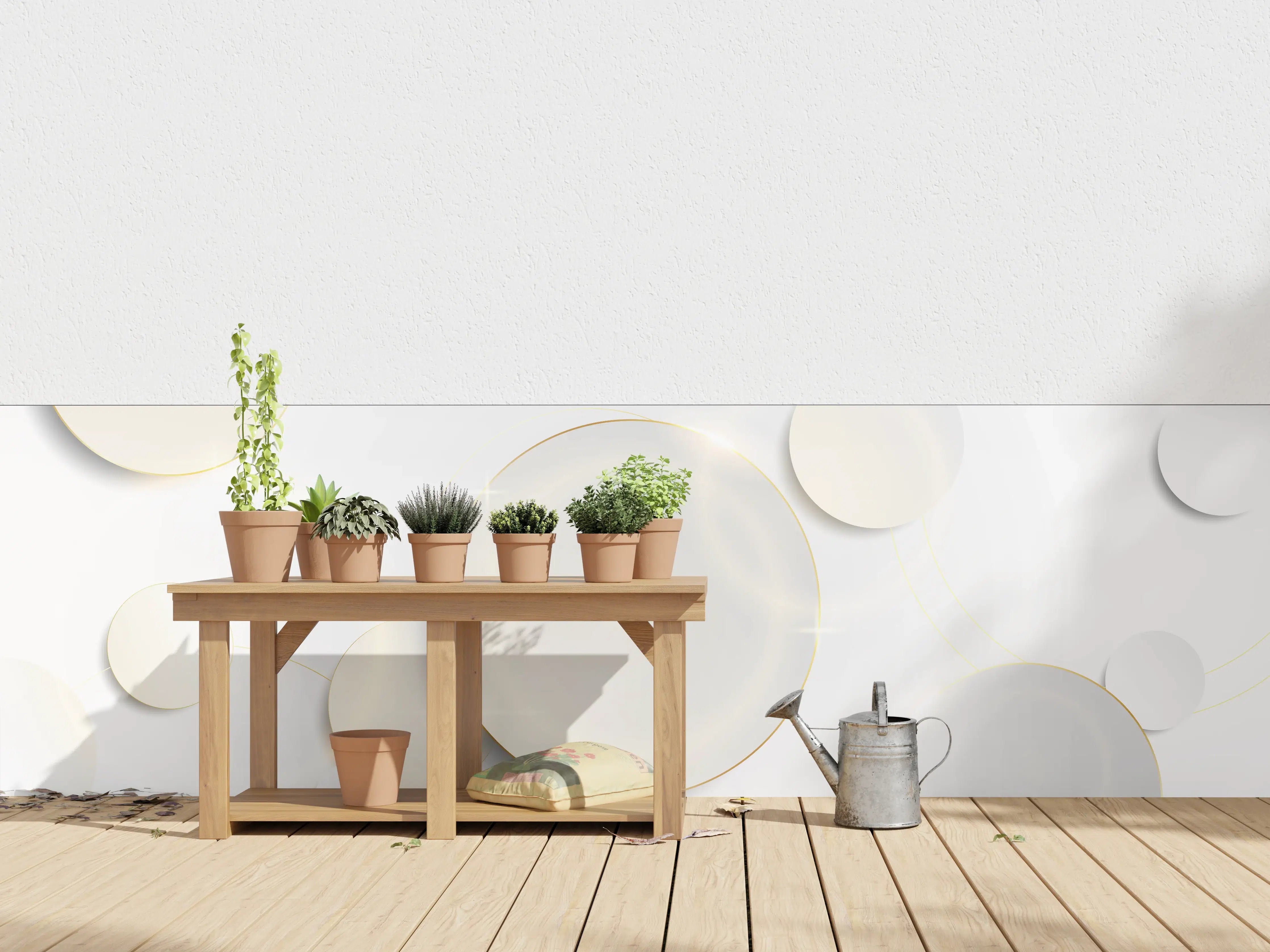 Wandverkleidung außen - Eleganter Weiß-Gold Hintergrund