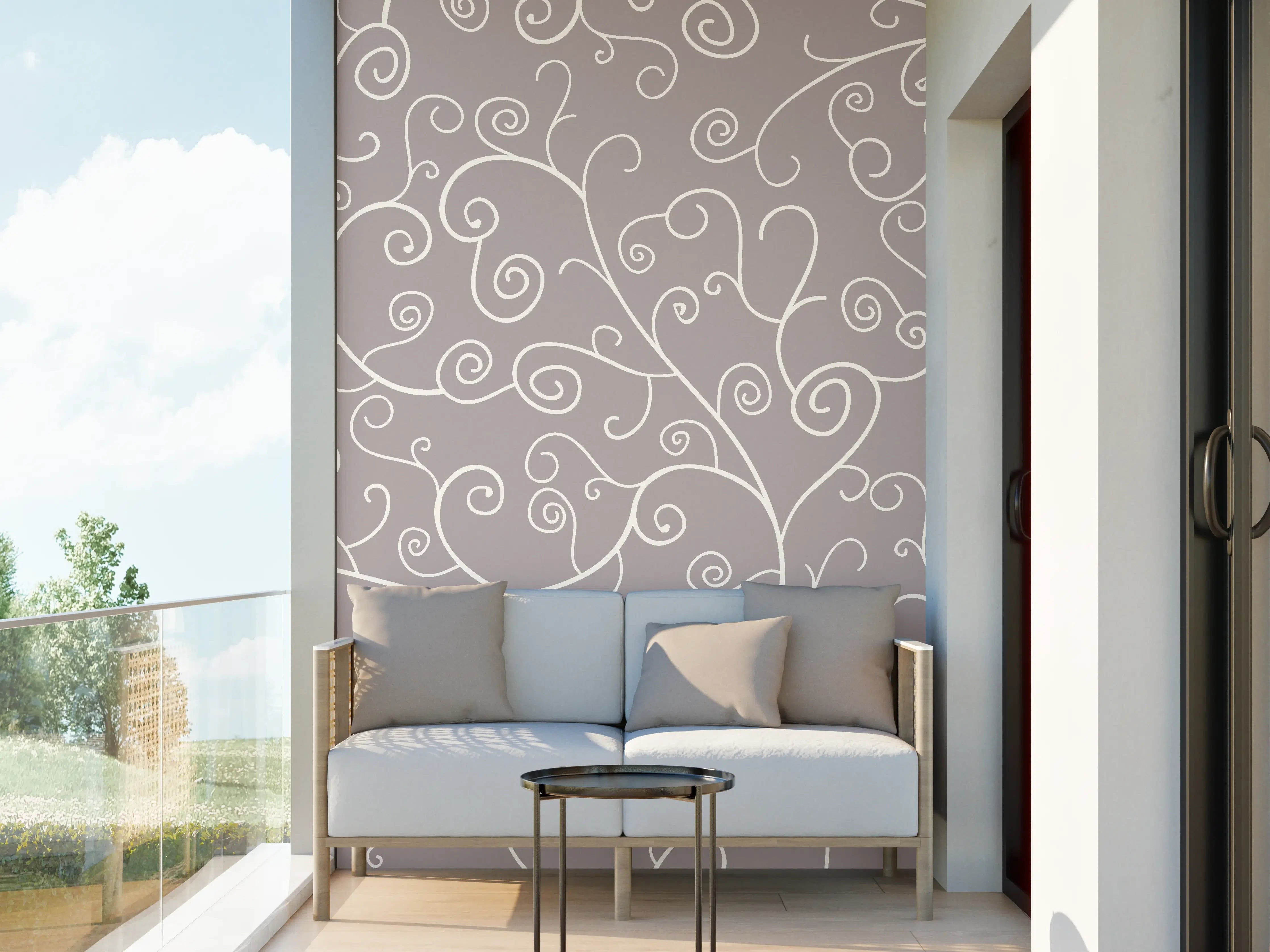 Wandverkleidung außen - Elegantes Grau-Weiß Swirl Muster