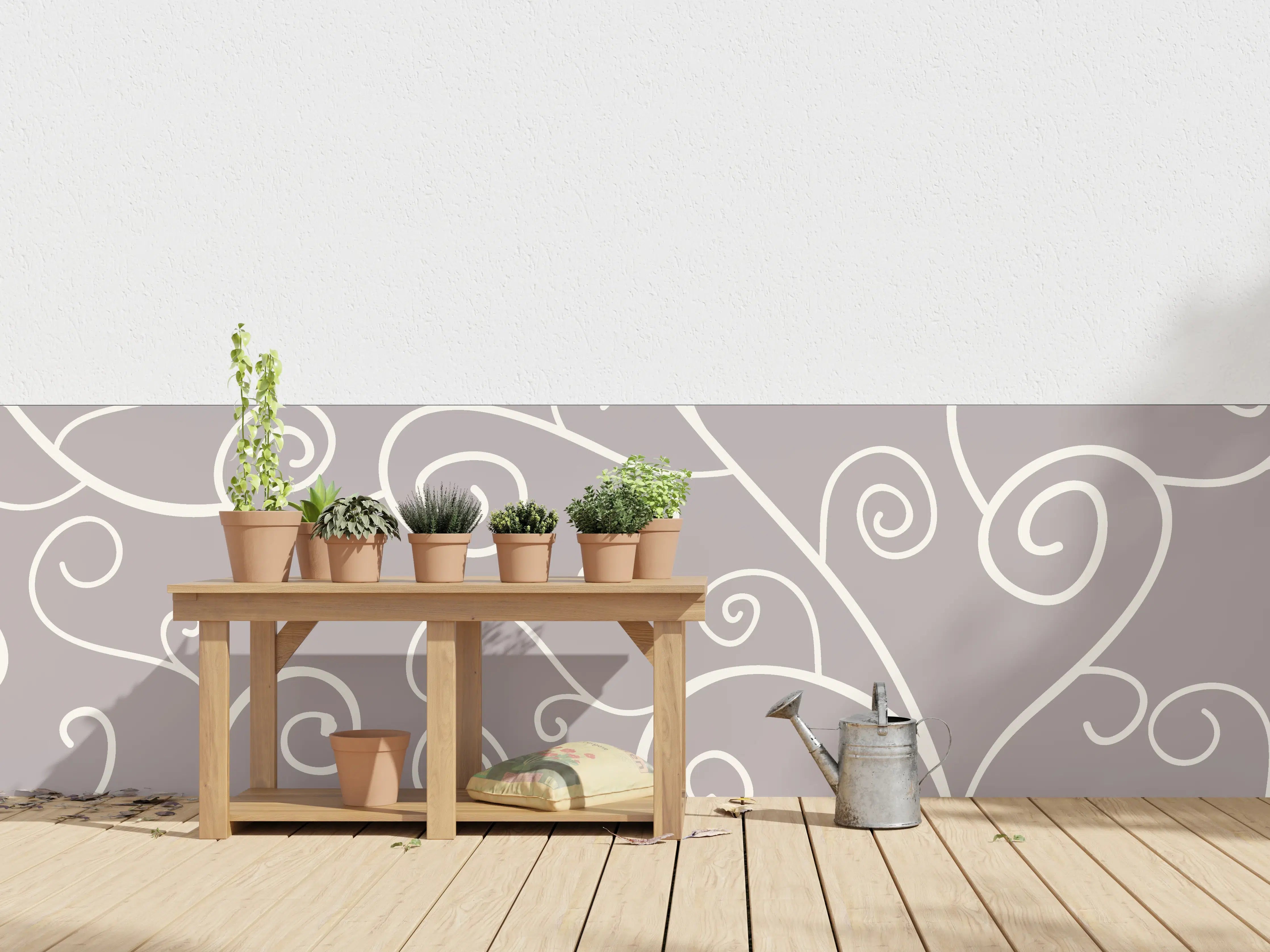 Wandverkleidung außen - Elegantes Grau-Weiß Swirl Muster
