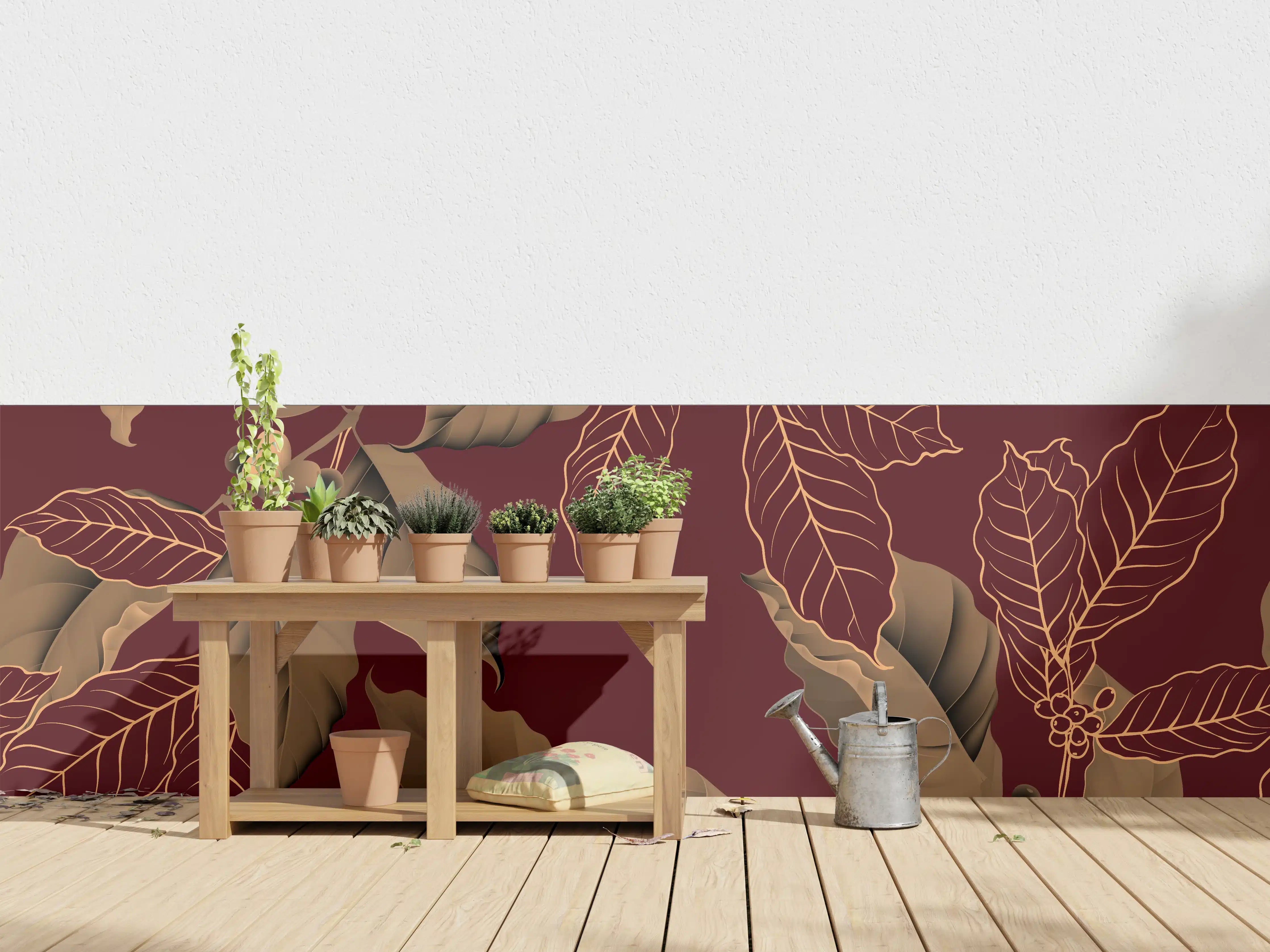 Wandverkleidung außen - Elegantes Kaffee-Pflanzen-Muster
