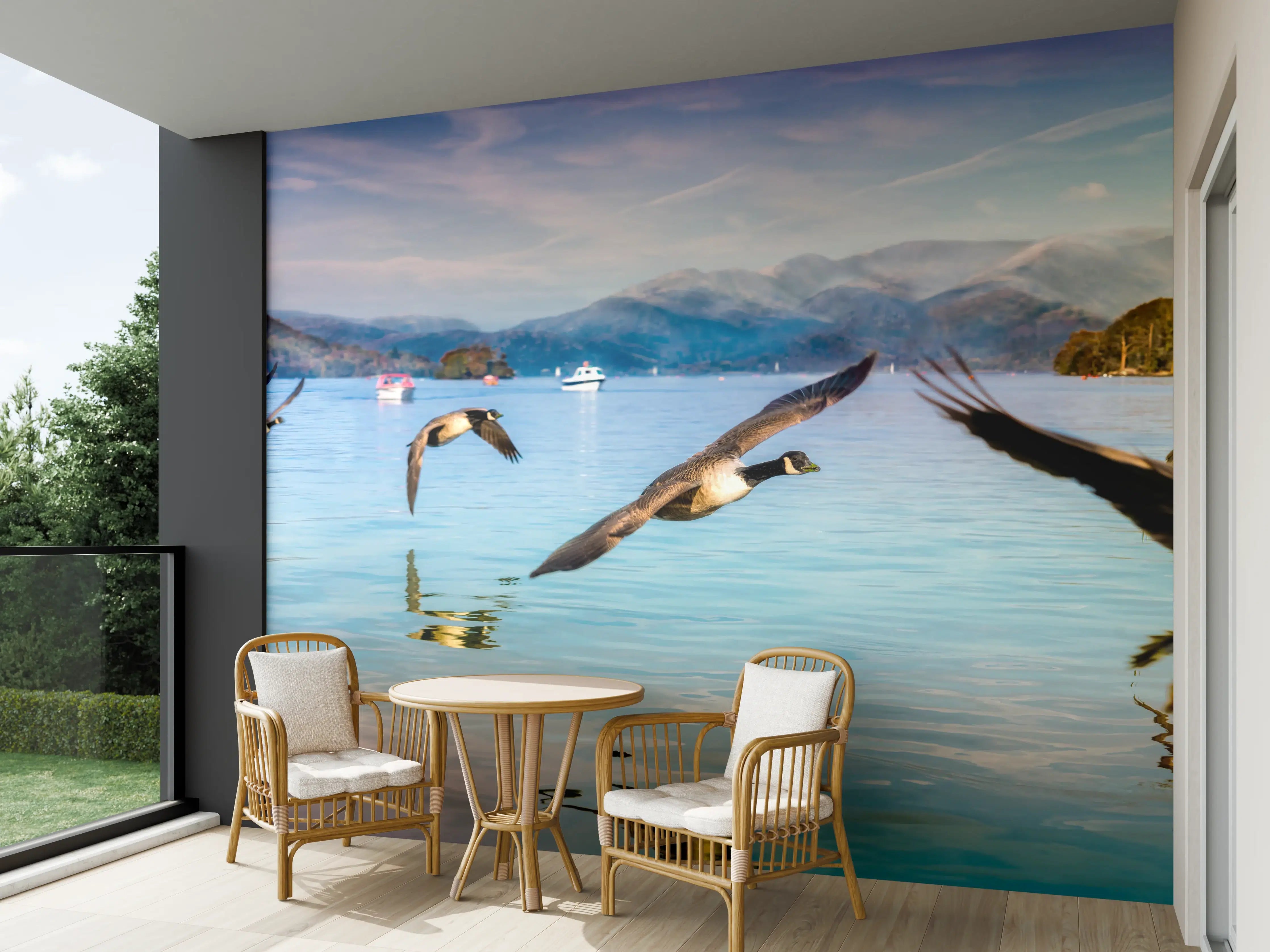 Wandverkleidung außen - Entenschwarm am Lake Windermere