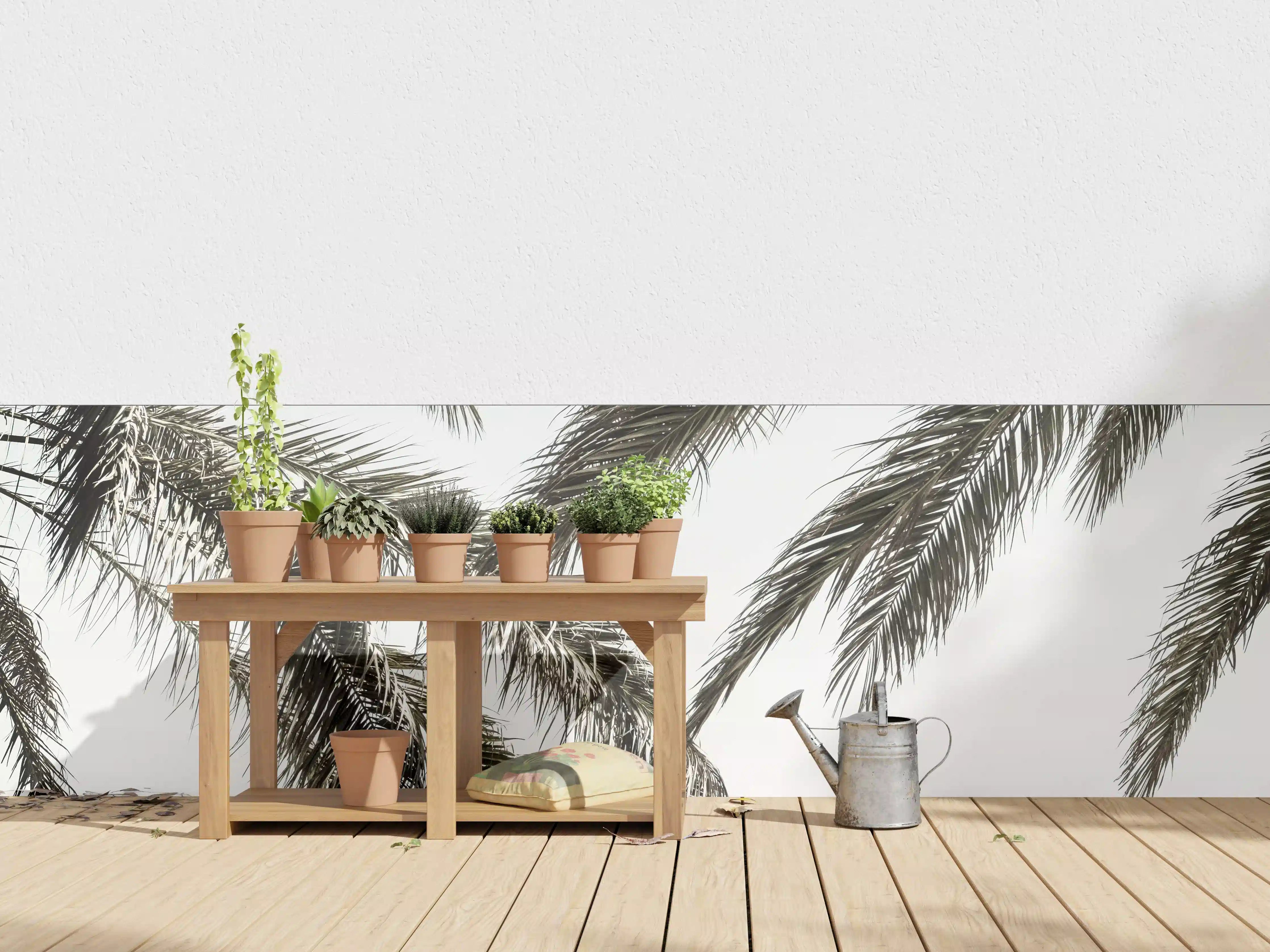 Wandverkleidung außen - Entspannter Blick auf das Meer mit Palmen