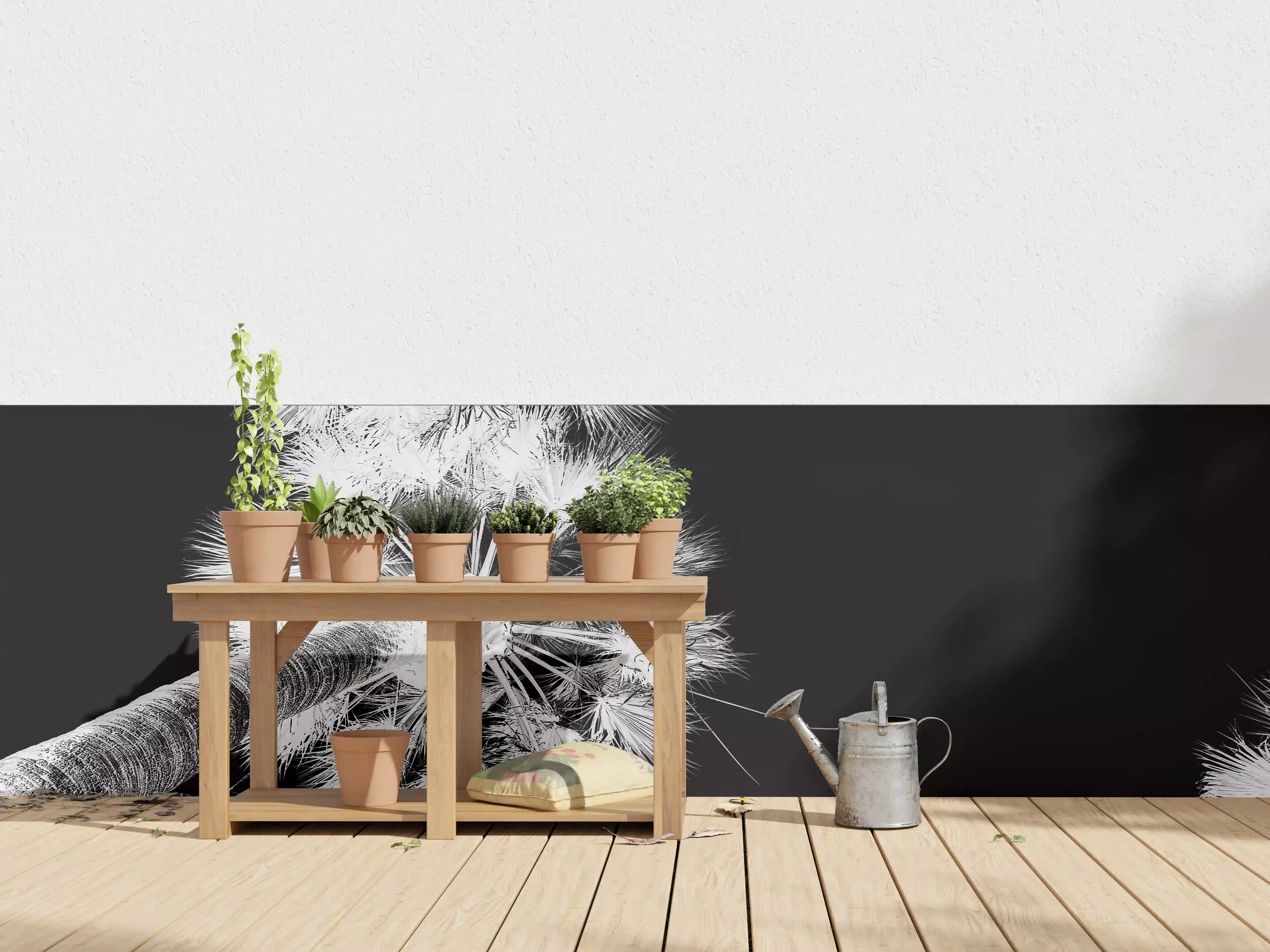 Wandverkleidung außen - Exotische Palmen - Schwarz-weiß