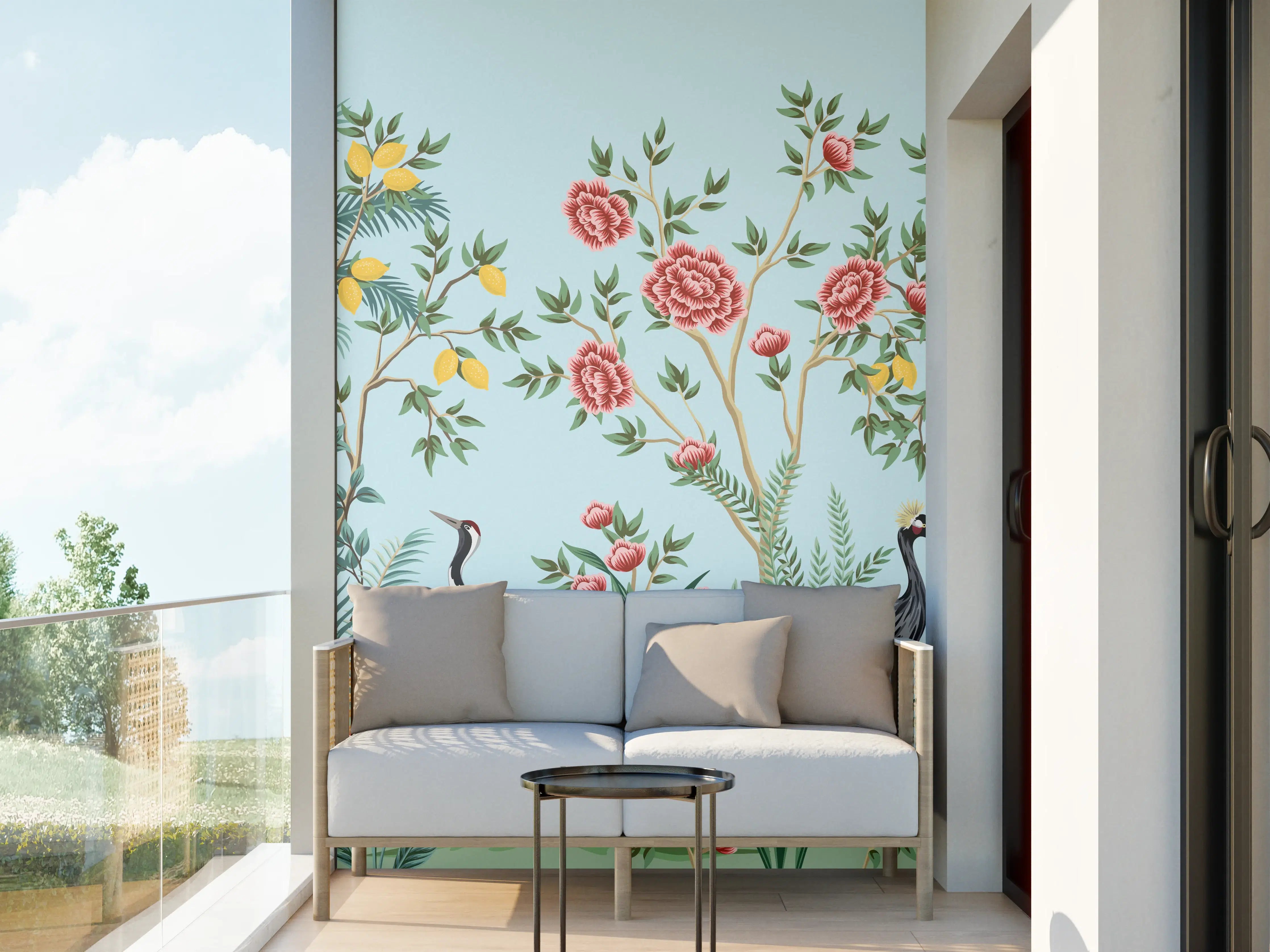 Wandverkleidung außen - Exotische Vogel-Tapete