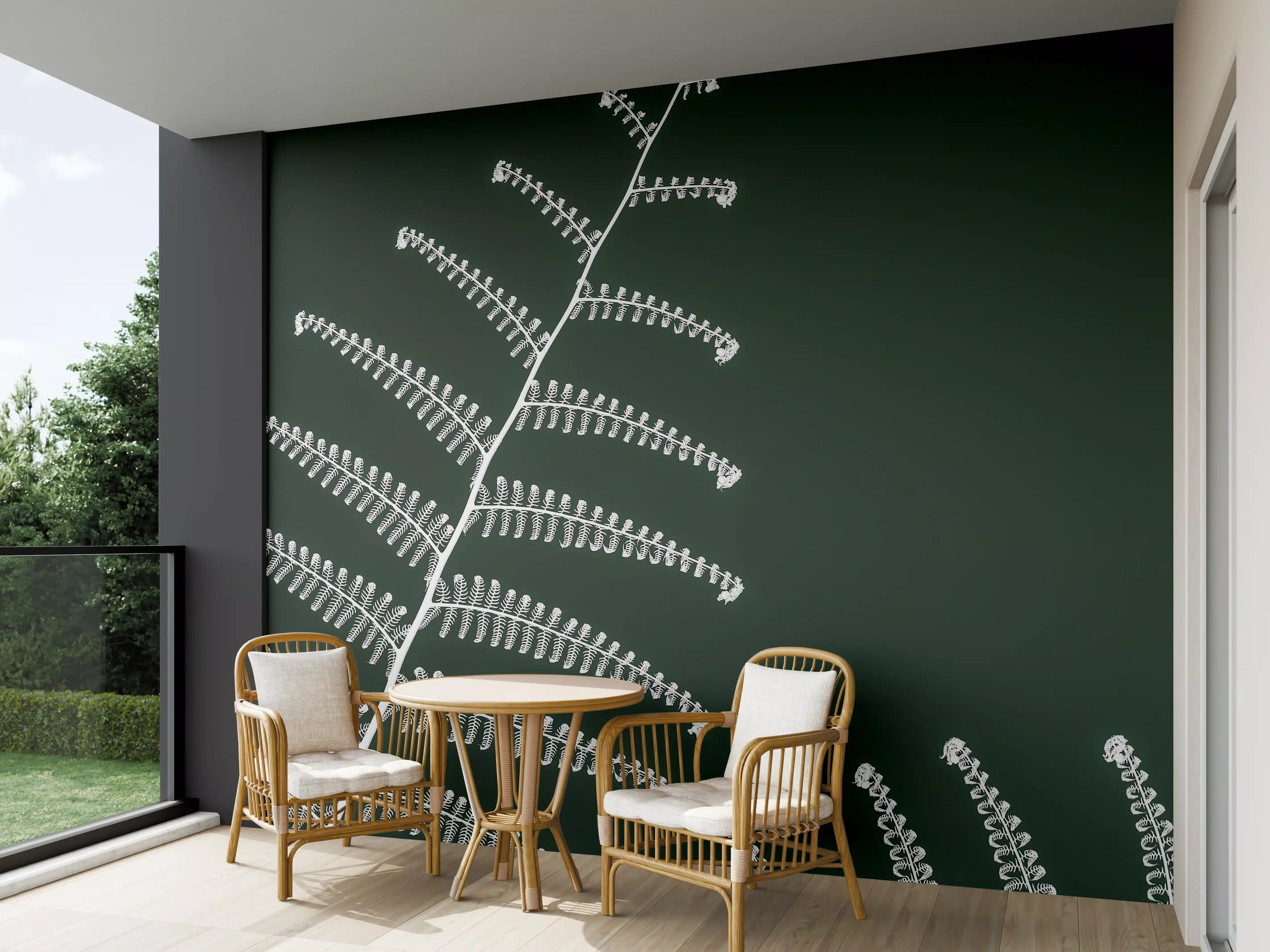 Wandverkleidung außen - Exotisches Wald-Farn-Motiv