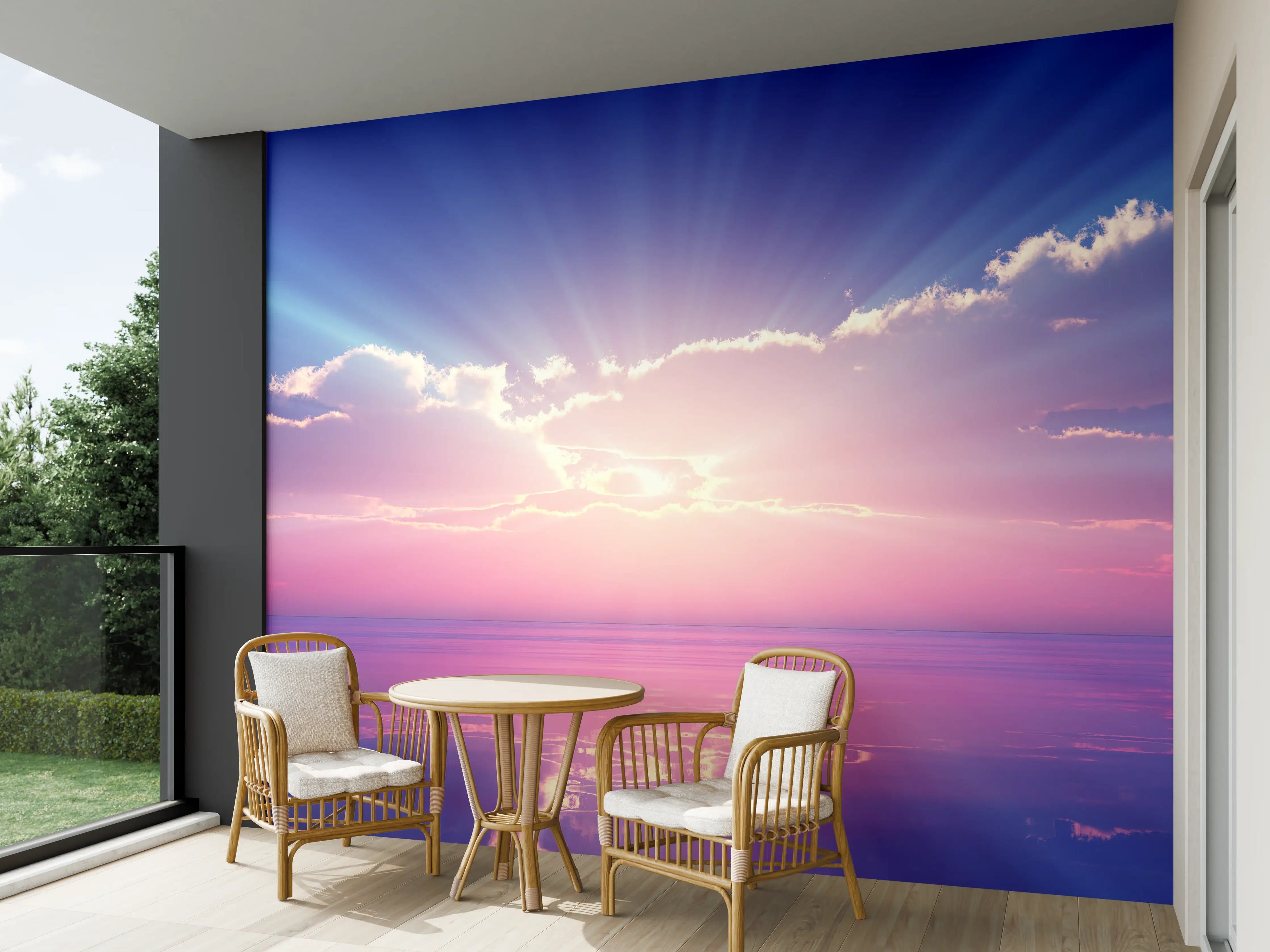 Wandverkleidung außen - Fantasievoller Sonnenuntergang über dem Meer