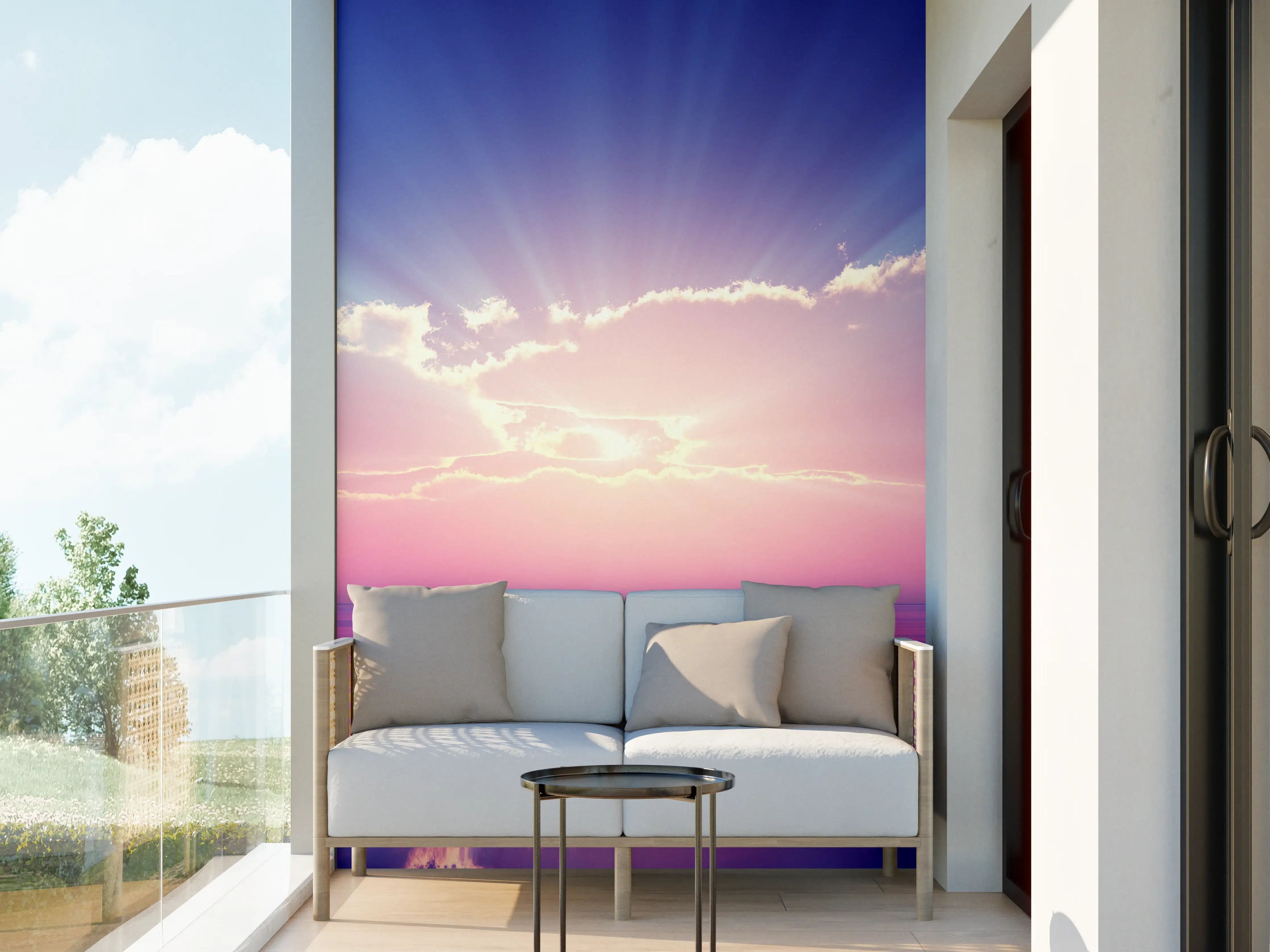 Wandverkleidung außen - Fantasievoller Sonnenuntergang über dem Meer
