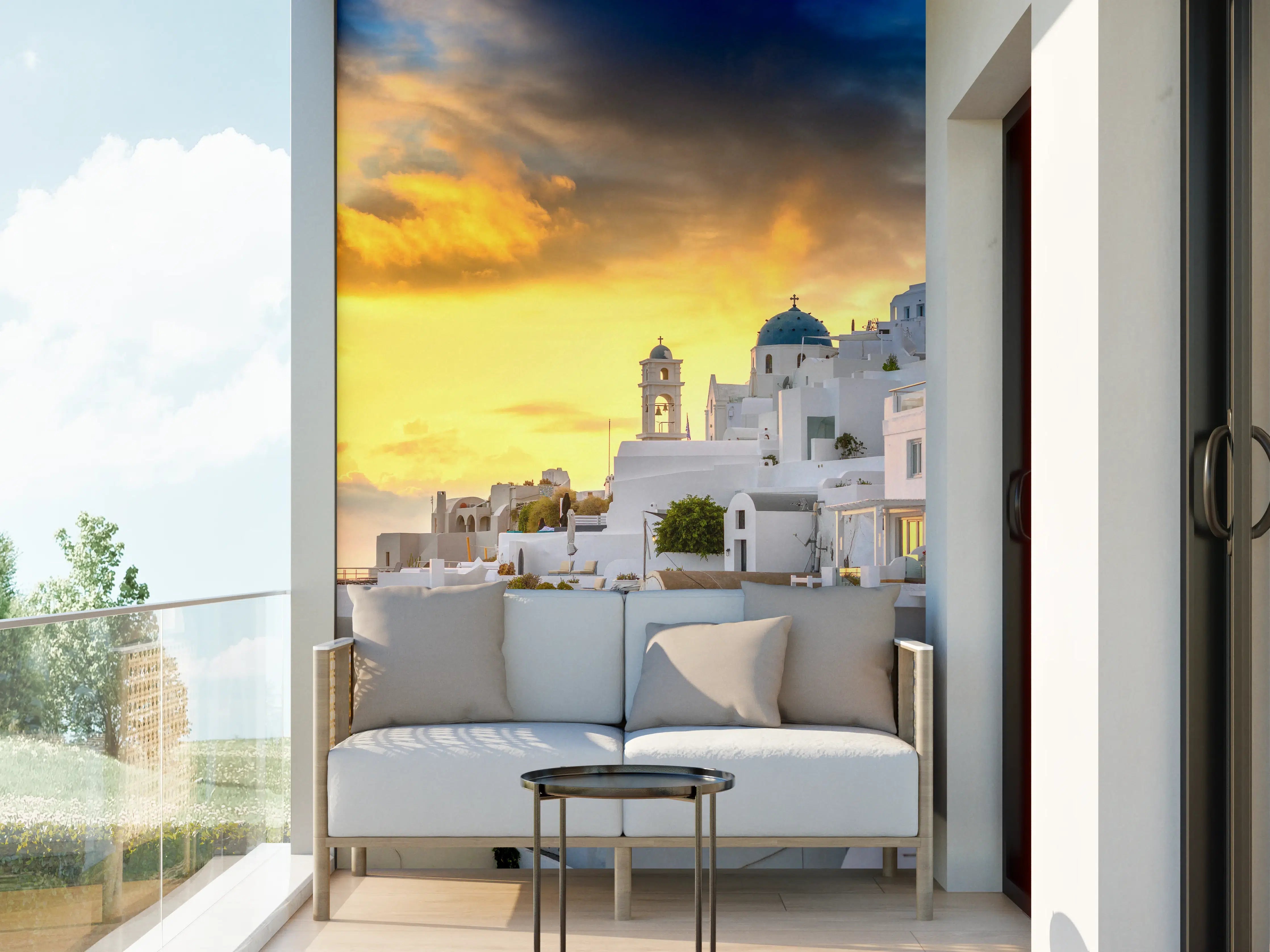 Wandverkleidung außen - Fantastischer Sonnenuntergang in Santorini - Griechenland