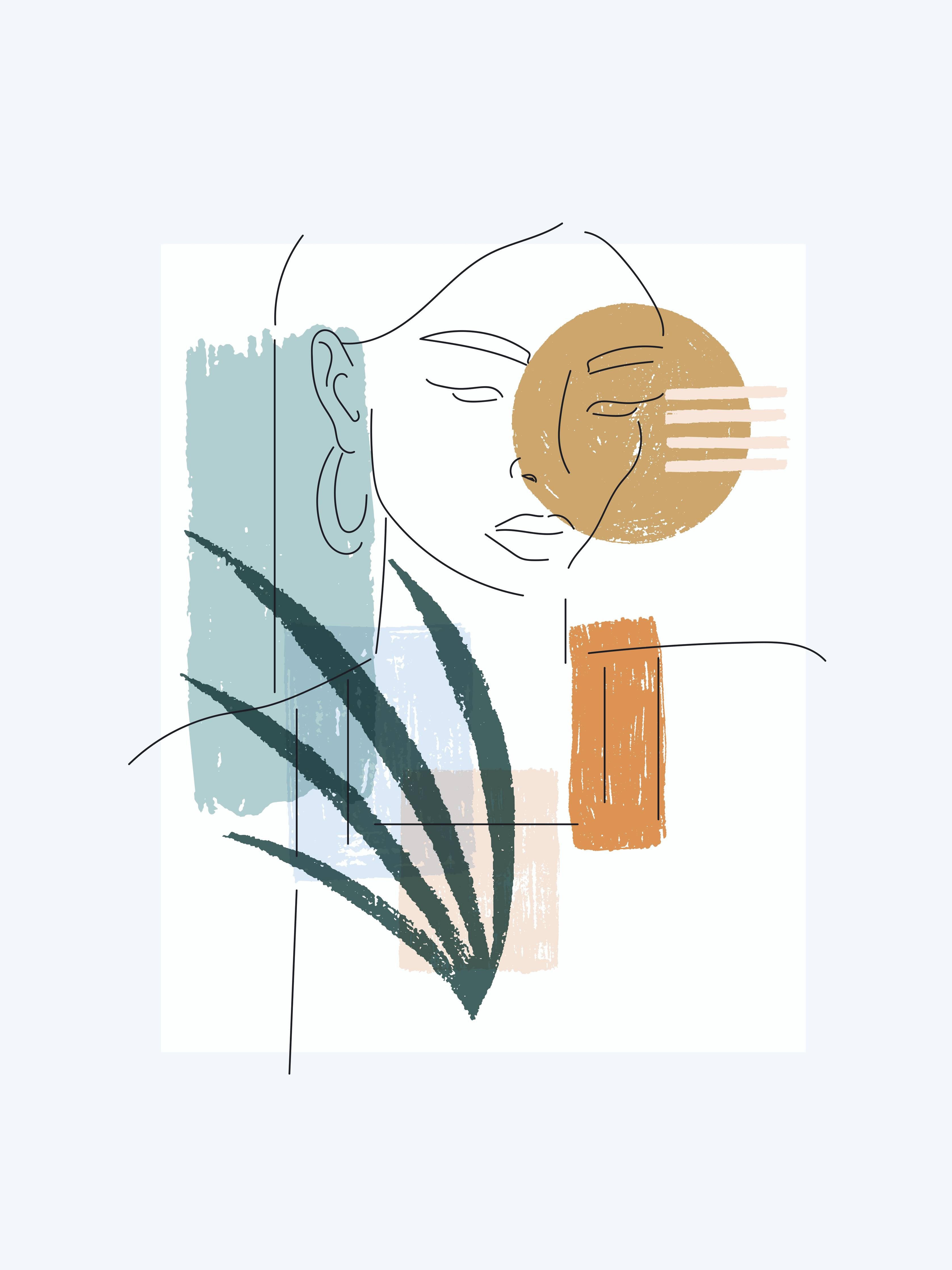 Wandverkleidung außen-Farbenfrohe Linienkunst Figur