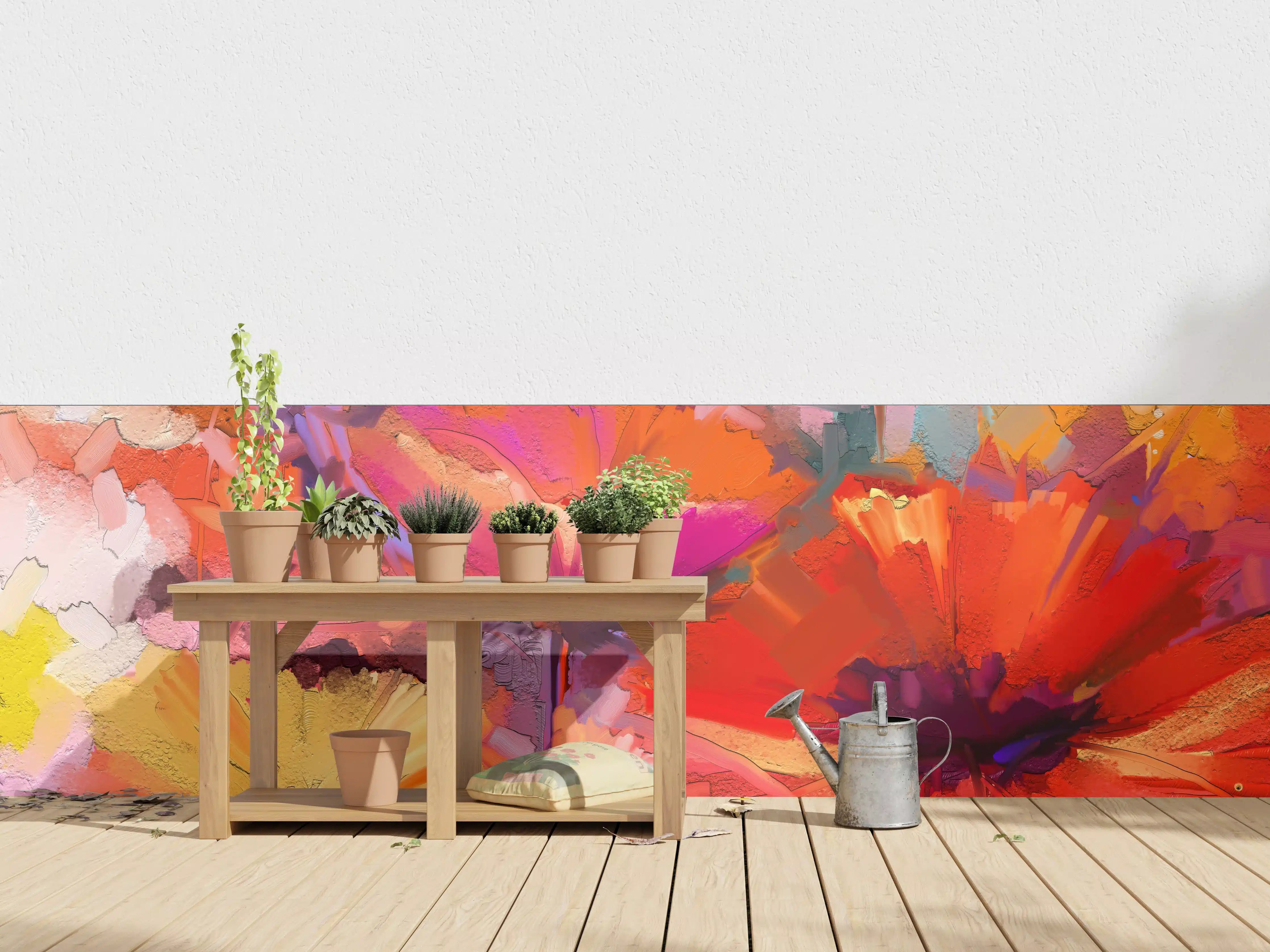 Wandverkleidung außen - Farbenfrohes Gemälde von Frühlingsblumen