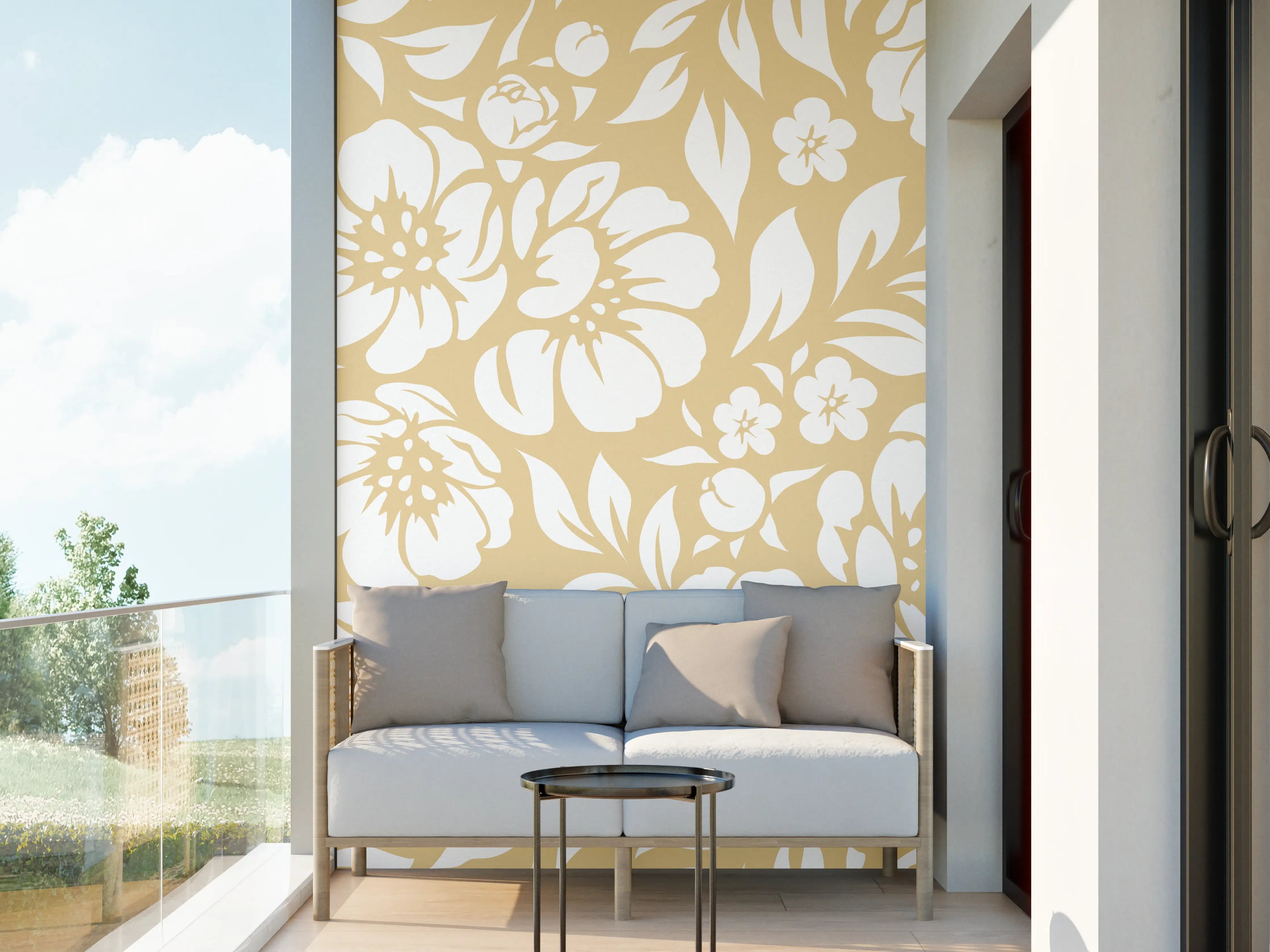 Wandverkleidung außen - Feine floral Muster in beige