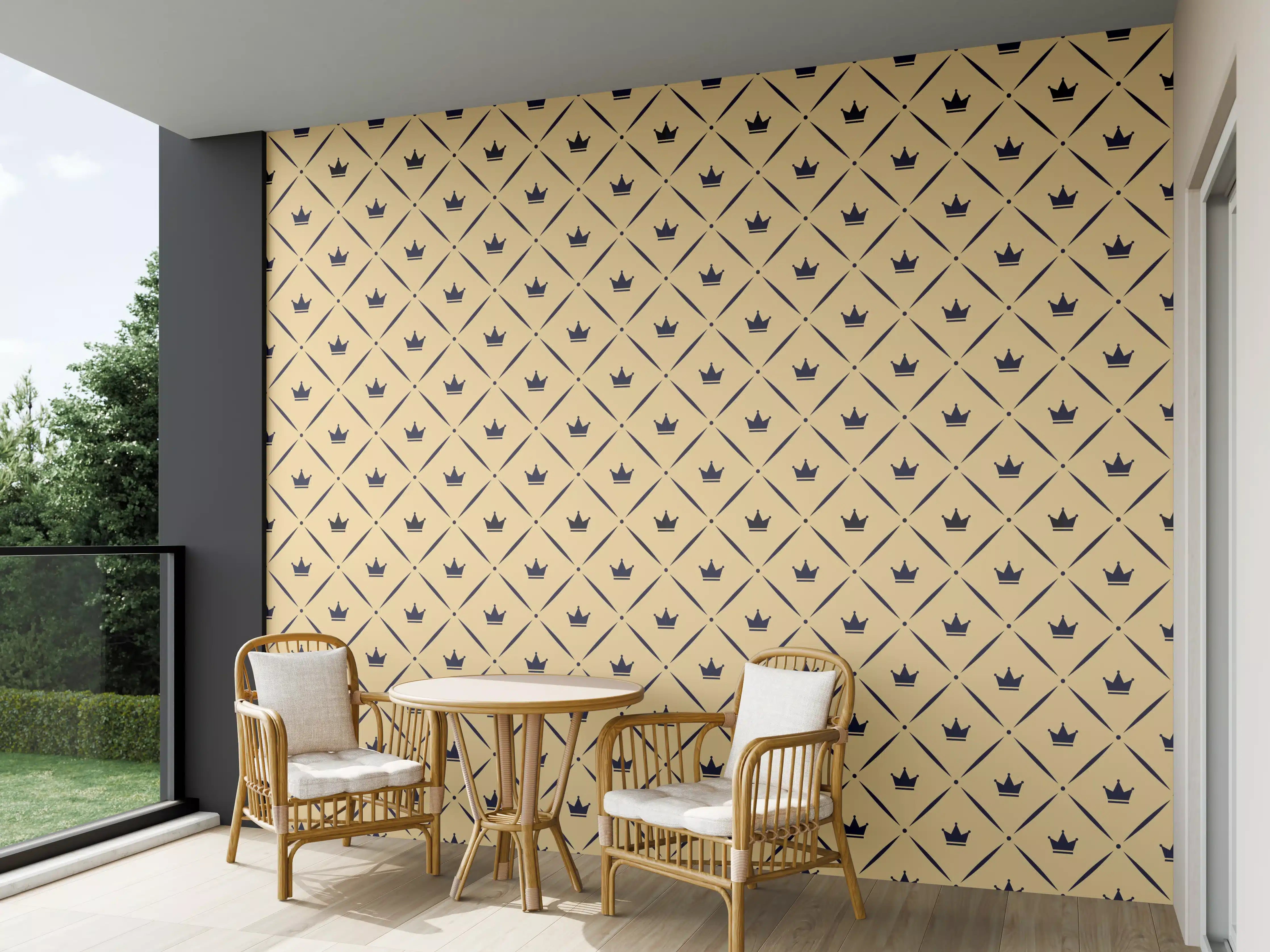 Wandverkleidung außen - Feines geometrisches Muster in Gold und Grautönen