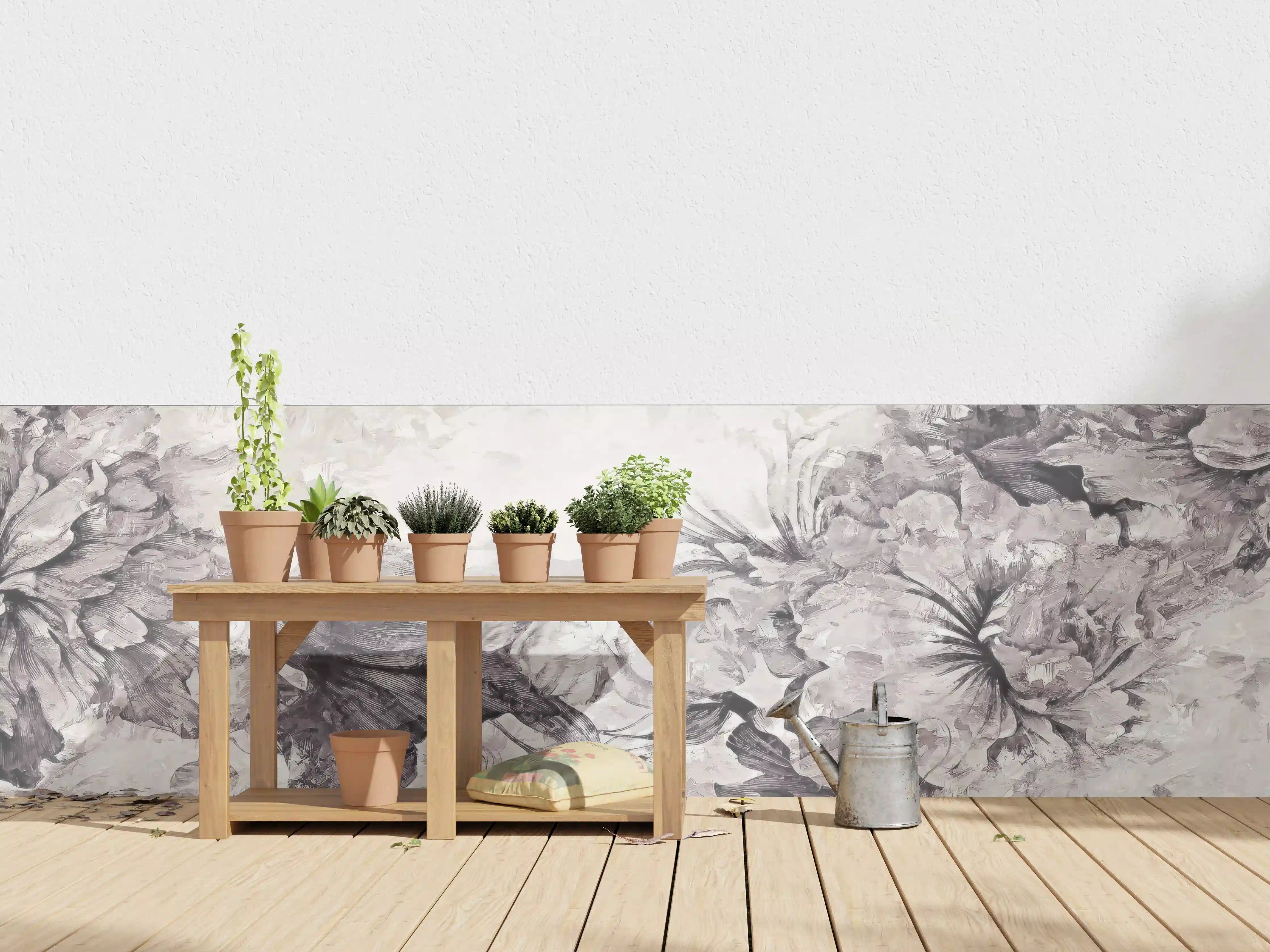 Wandverkleidung außen - Floral Grau Abstrakte Textur