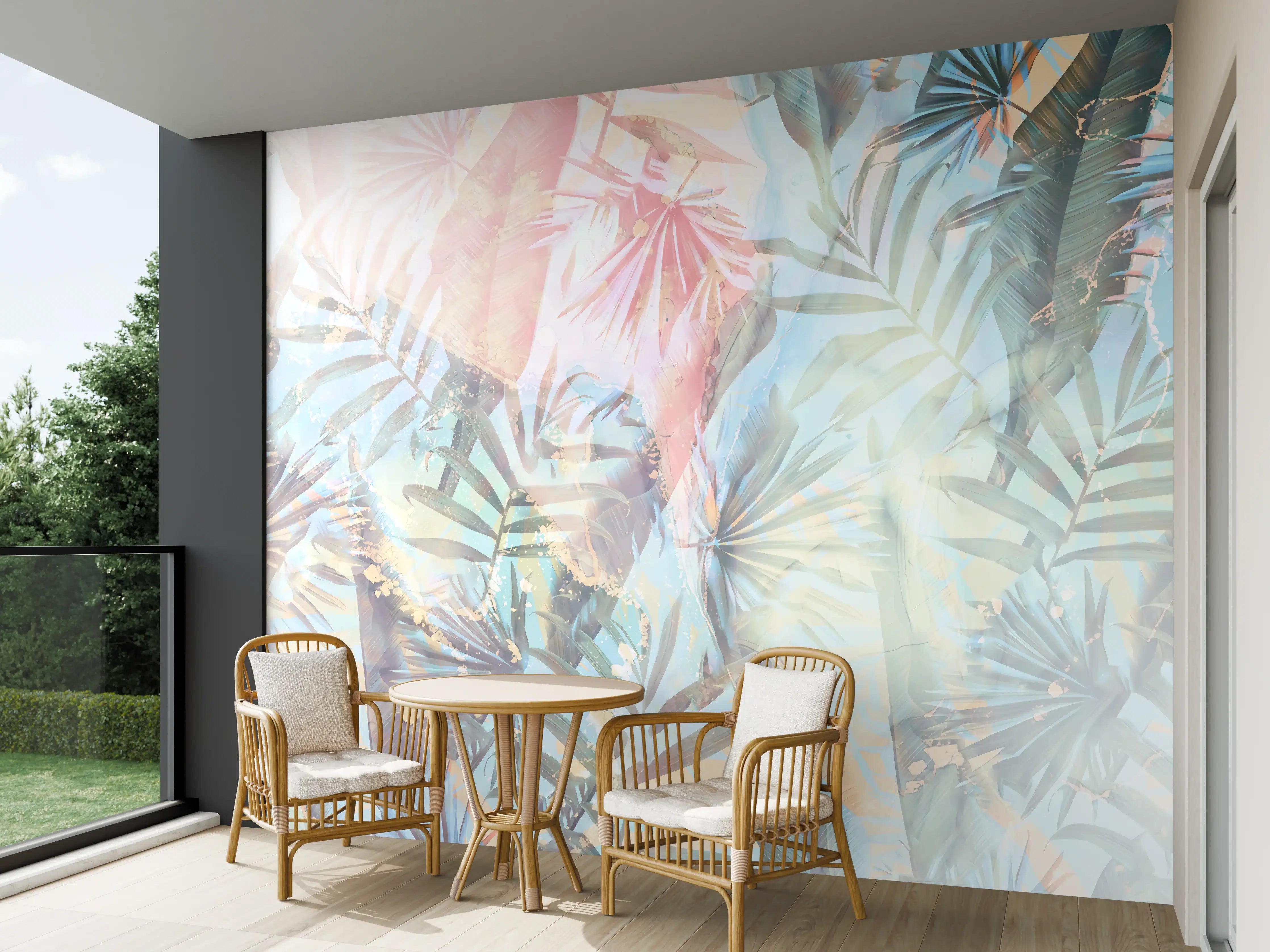 Wandverkleidung außen - Florale Darstellung - Pastell