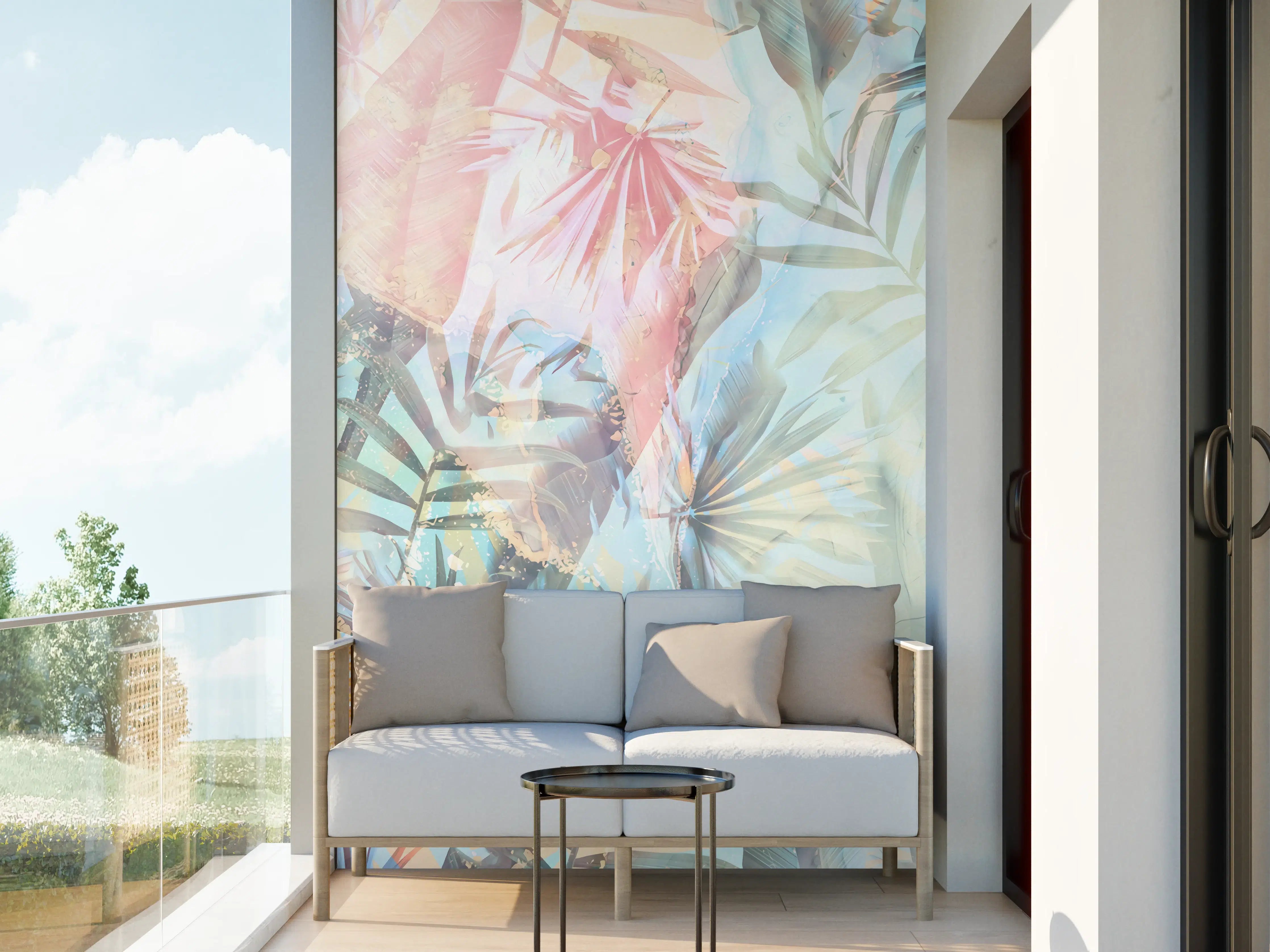 Wandverkleidung außen - Florale Darstellung - Pastell