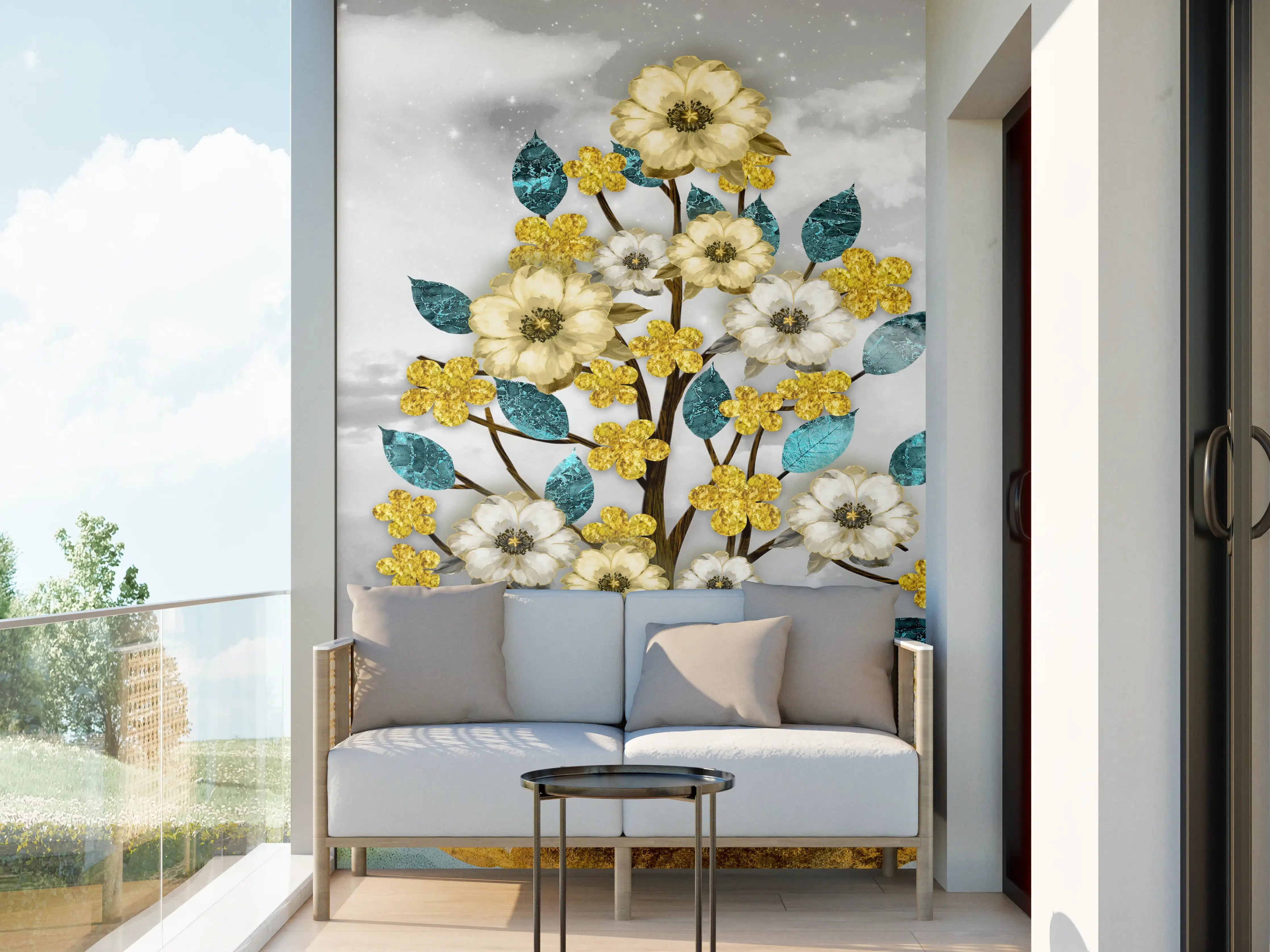 Wandverkleidung außen - Florale Kunstmalerei - Natur