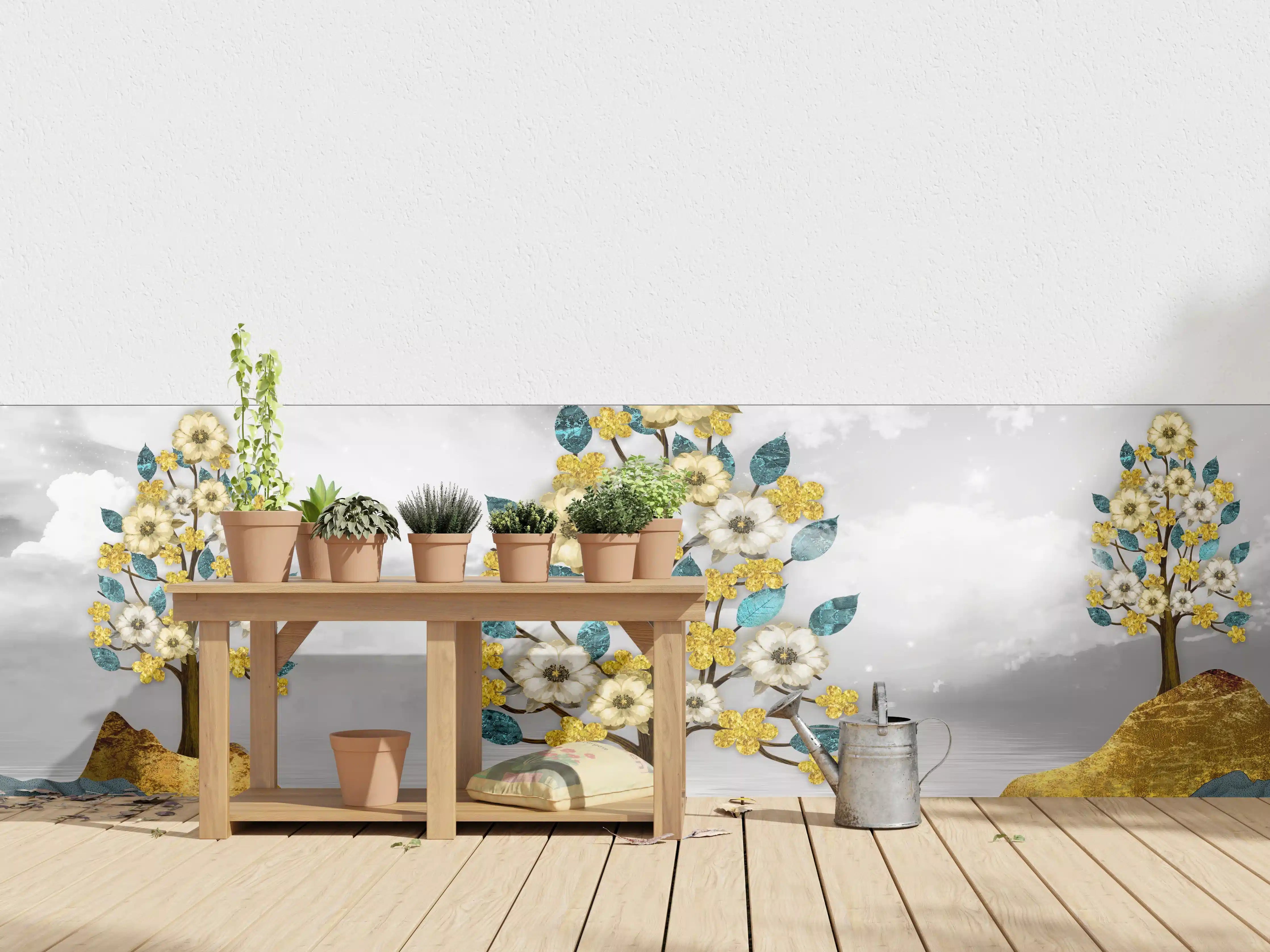 Wandverkleidung außen - Florale Kunstmalerei - Natur
