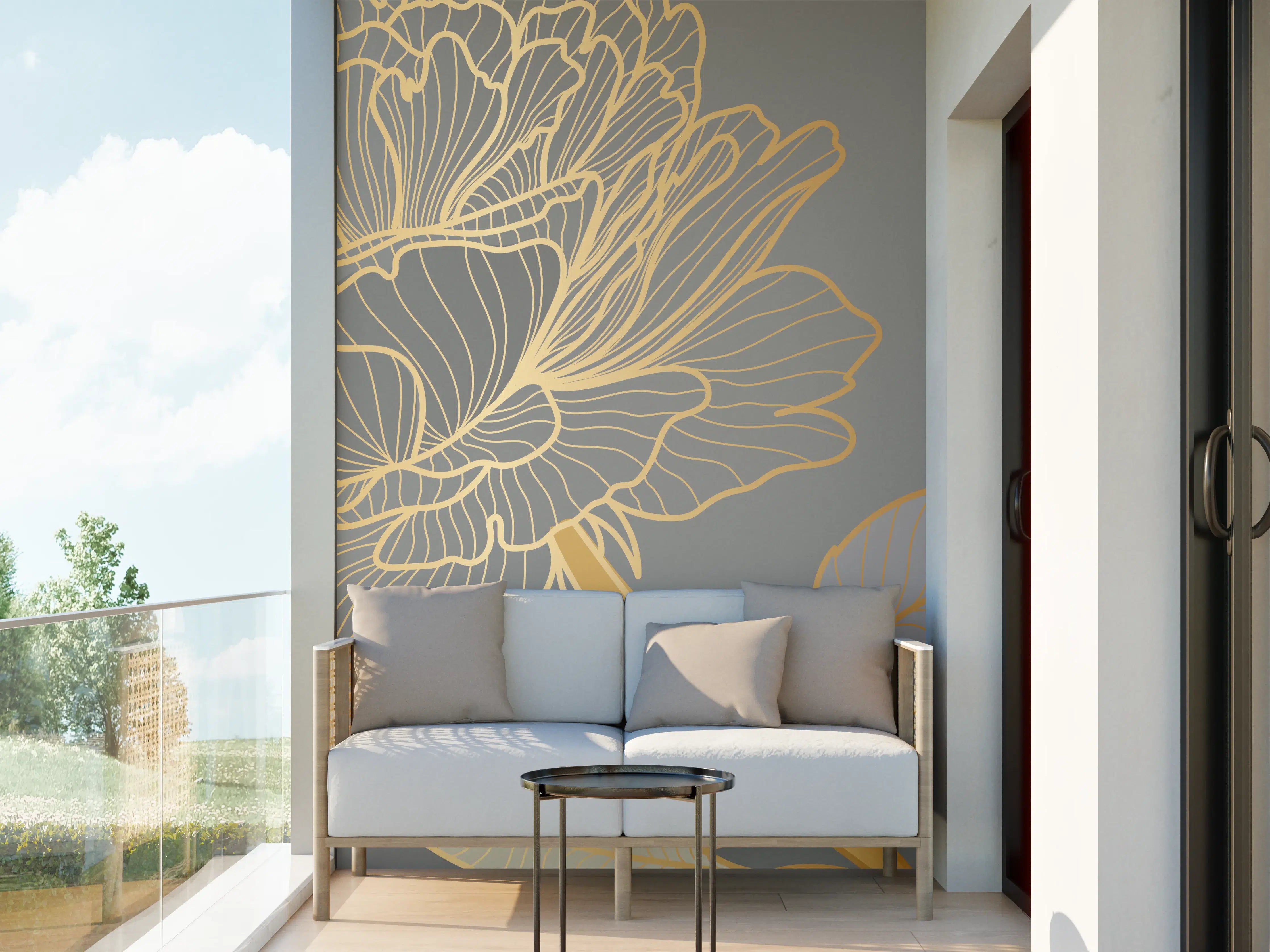 Wandverkleidung außen - Florales Gold-Muster Design