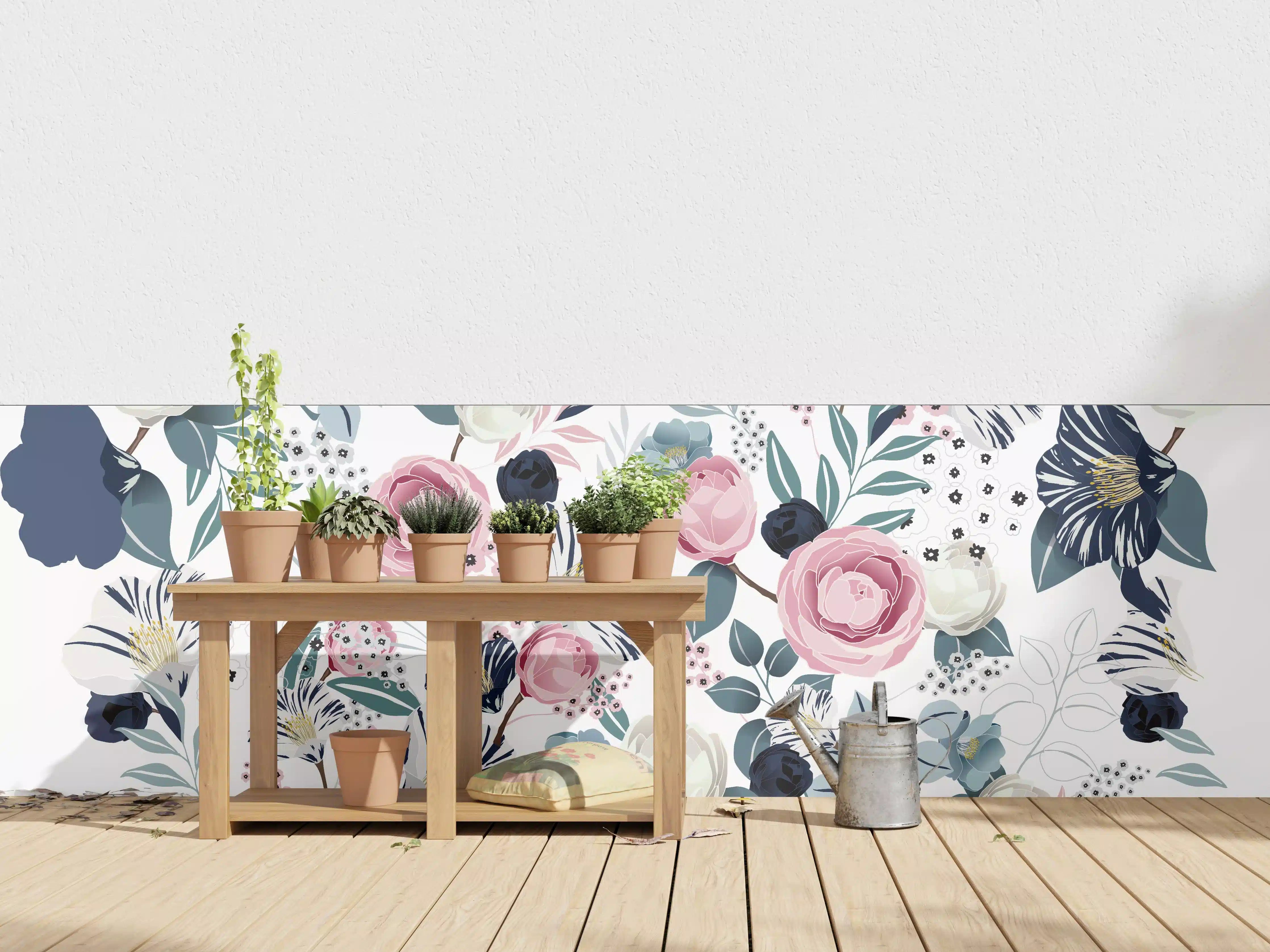 Wandverkleidung außen - Florales Muster in Pastellfarben