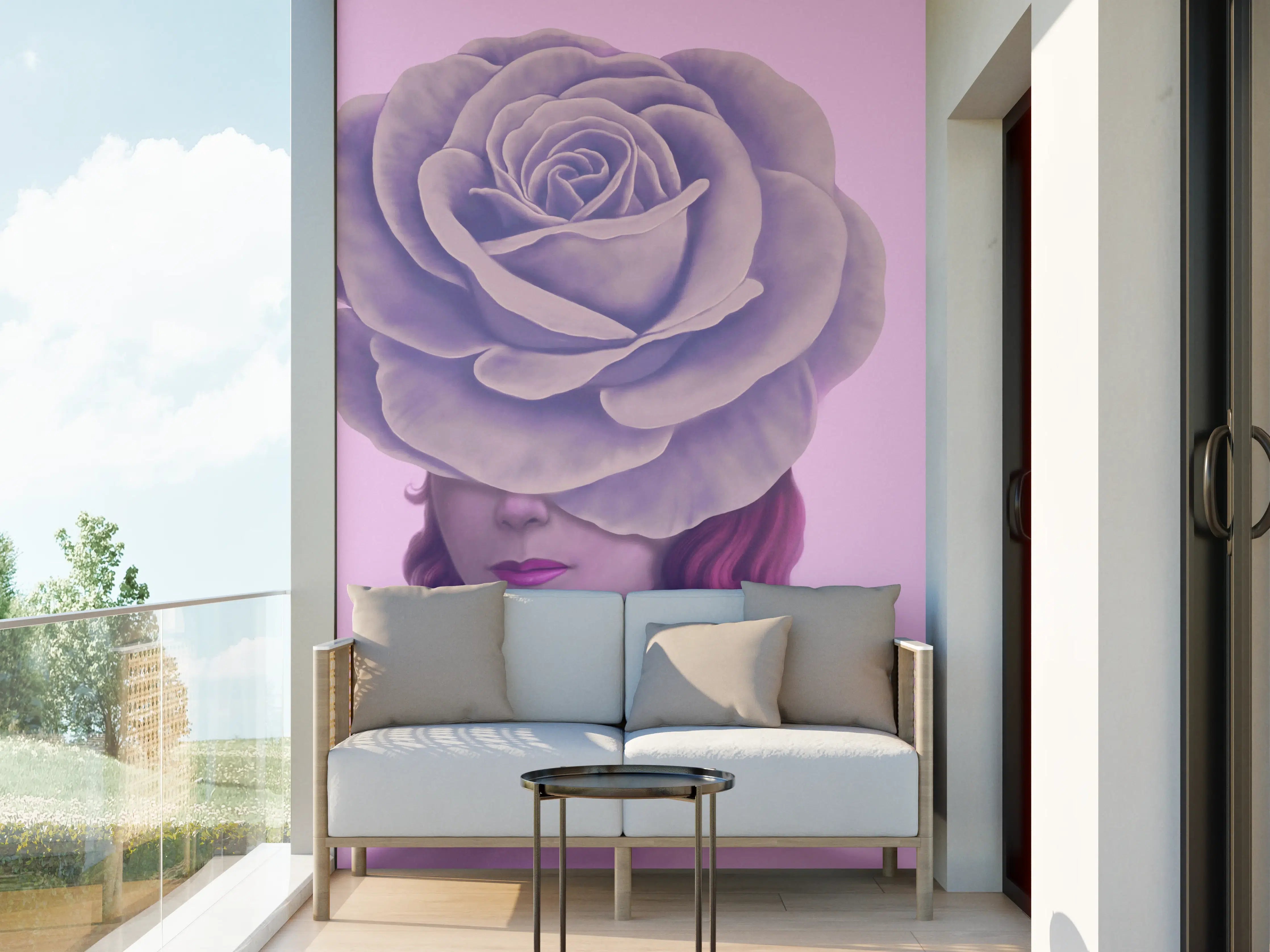 Wandverkleidung außen - Florales Portrait - 3D Darstellung