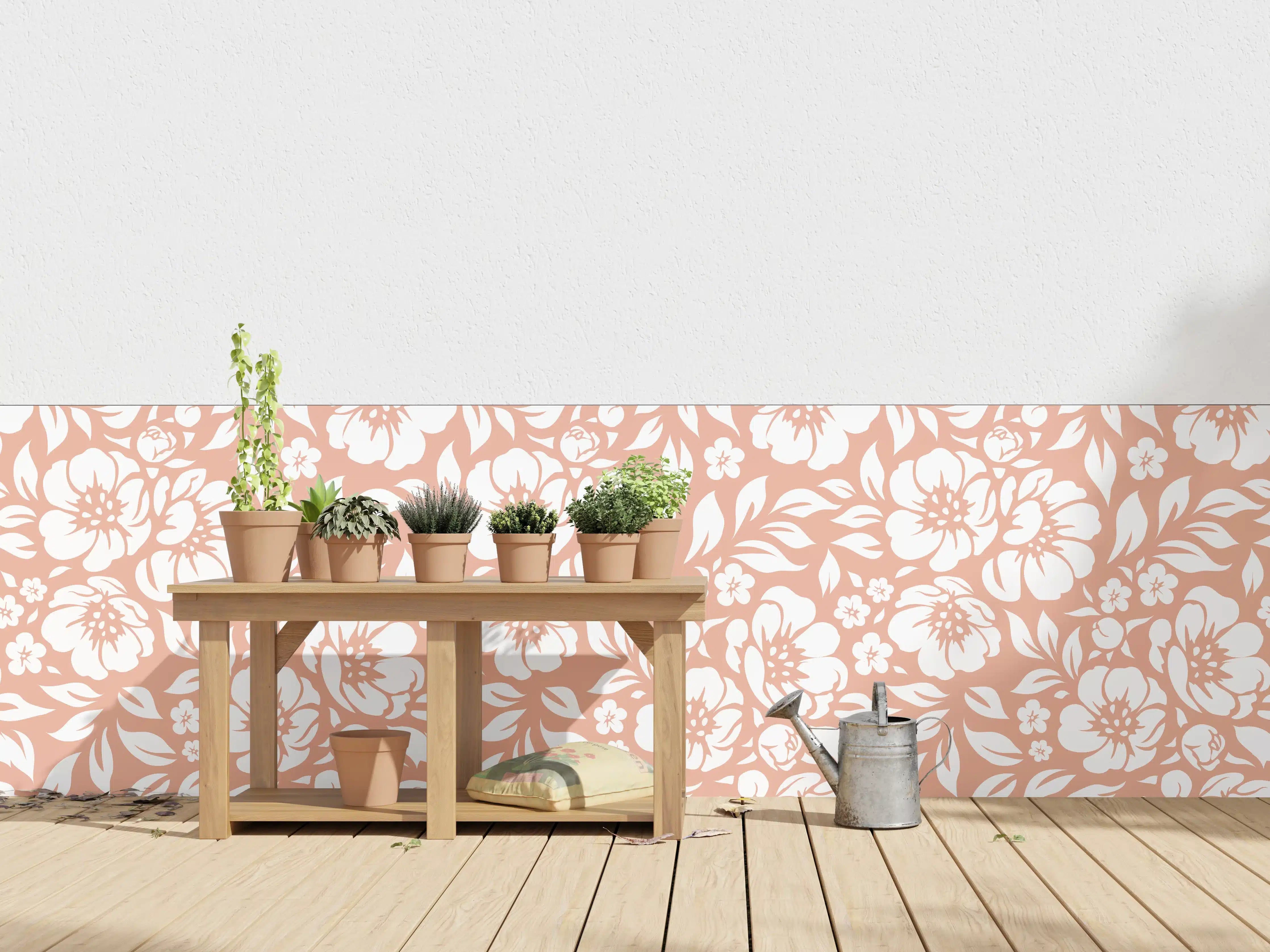 Wandverkleidung außen - Florales Salmone-Muster