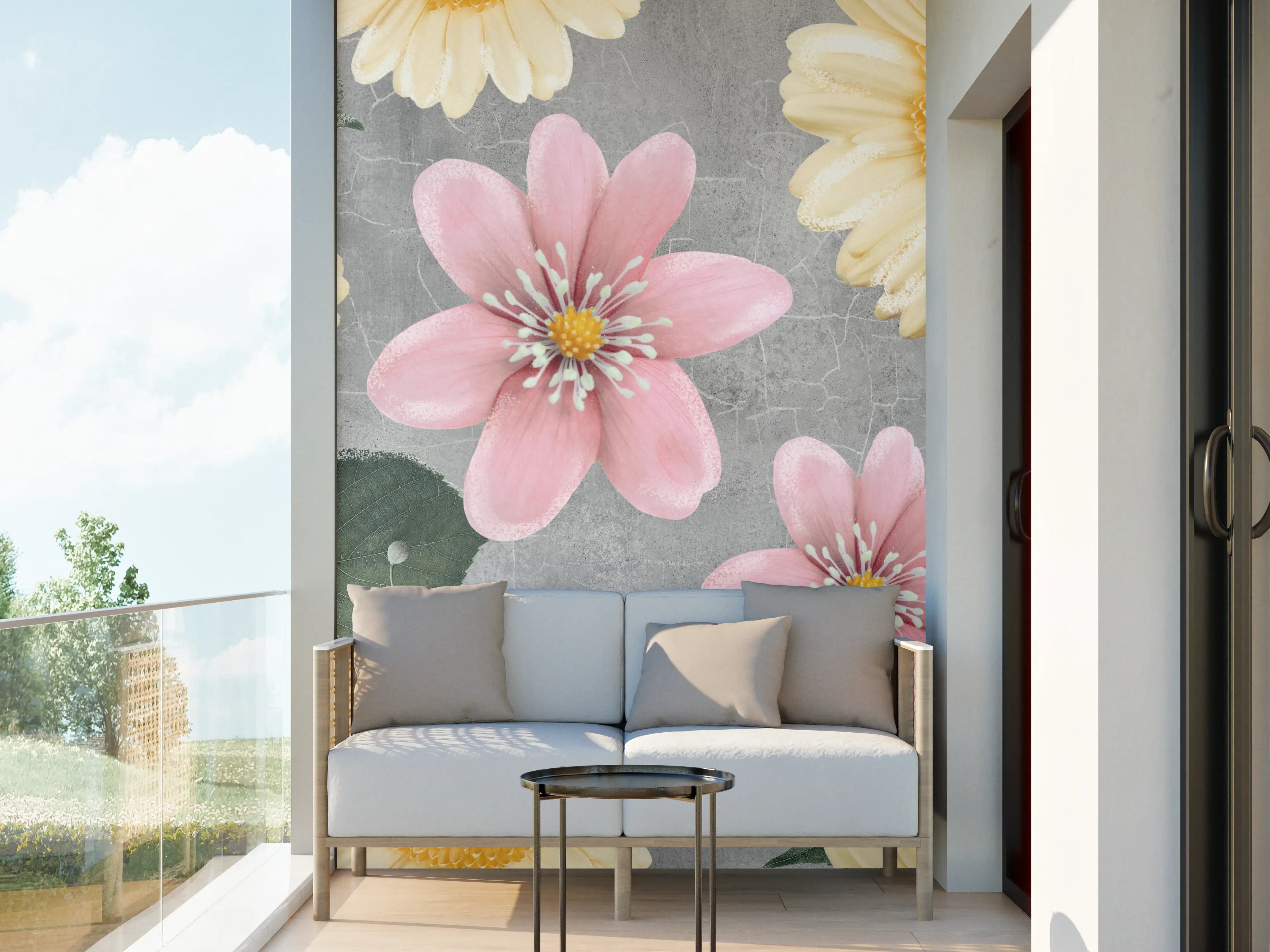 Wandverkleidung außen - Florales Wandmuster - Zeichnung