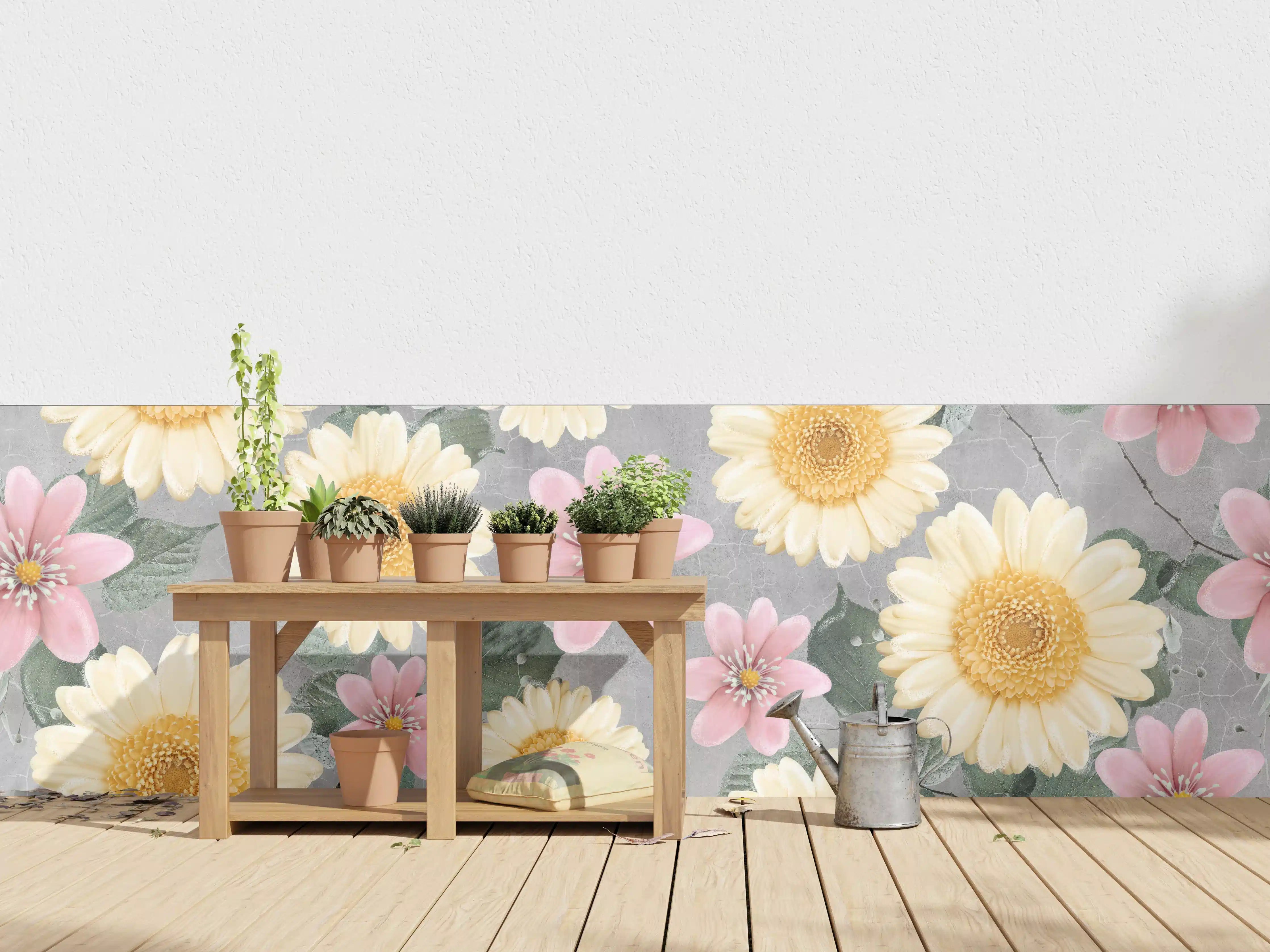 Wandverkleidung außen - Florales Wandmuster - Zeichnung