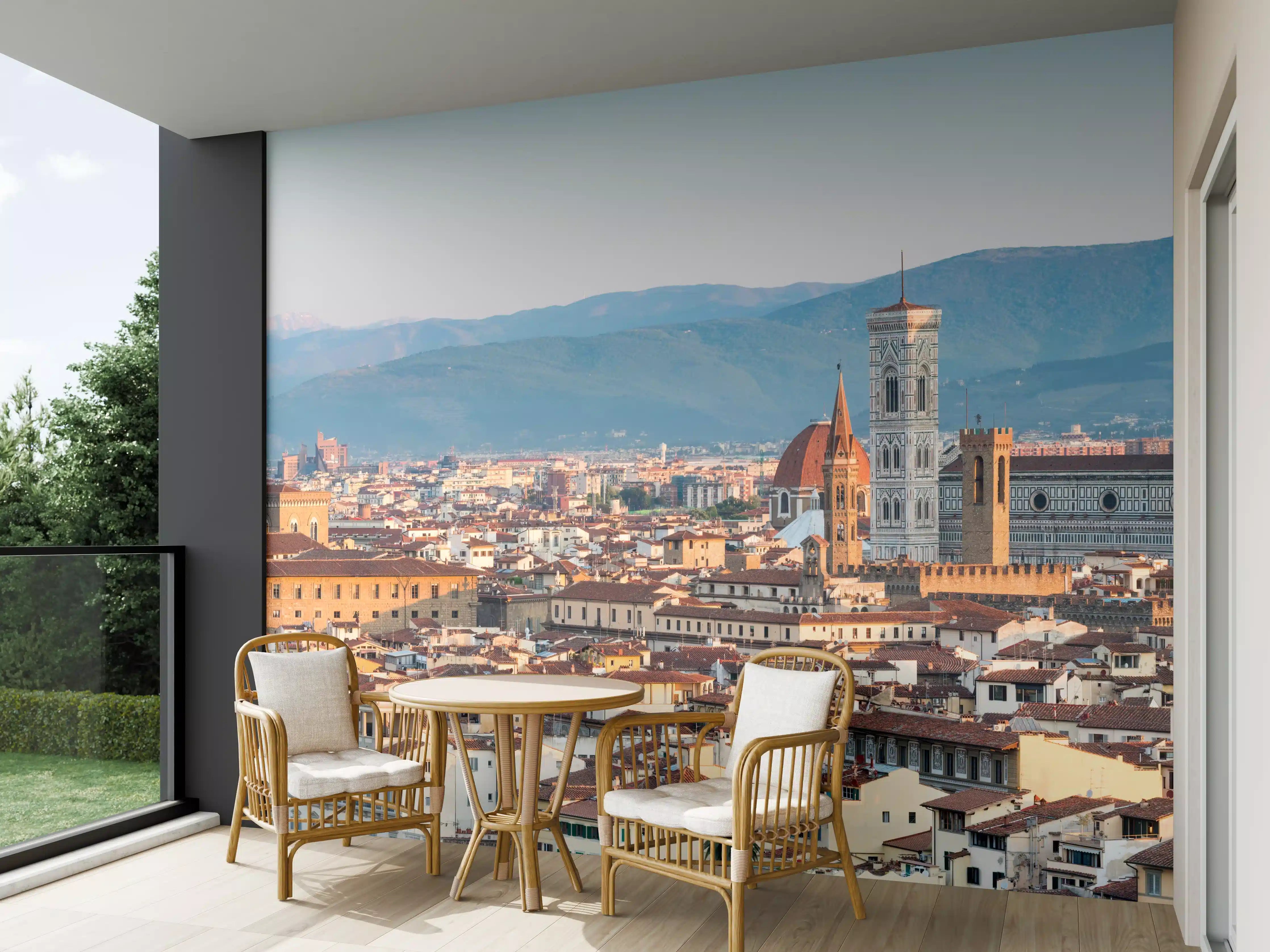 Wandverkleidung außen - Florenz Skyline Blau-Beige