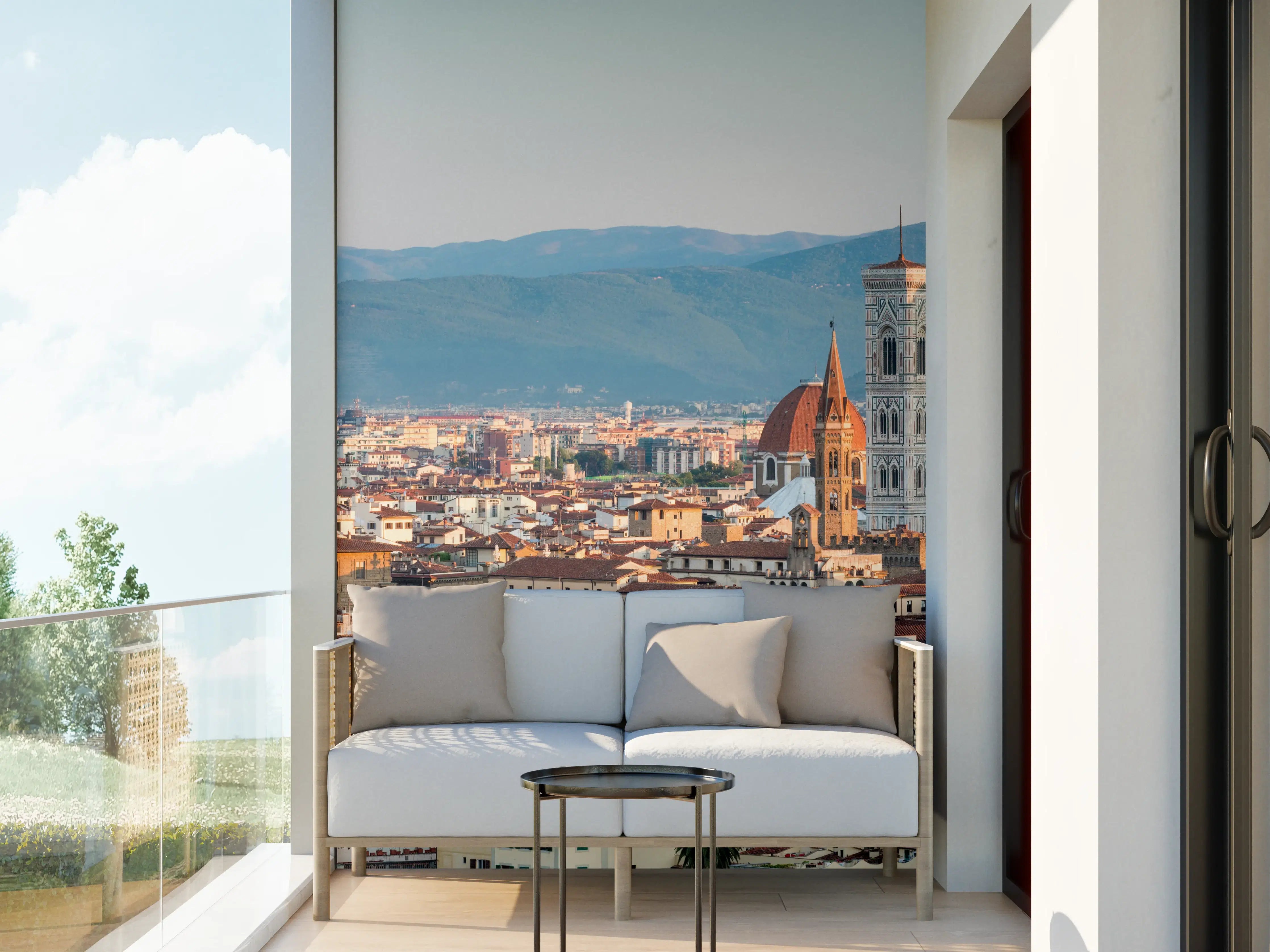 Wandverkleidung außen - Florenz Skyline Blau-Beige