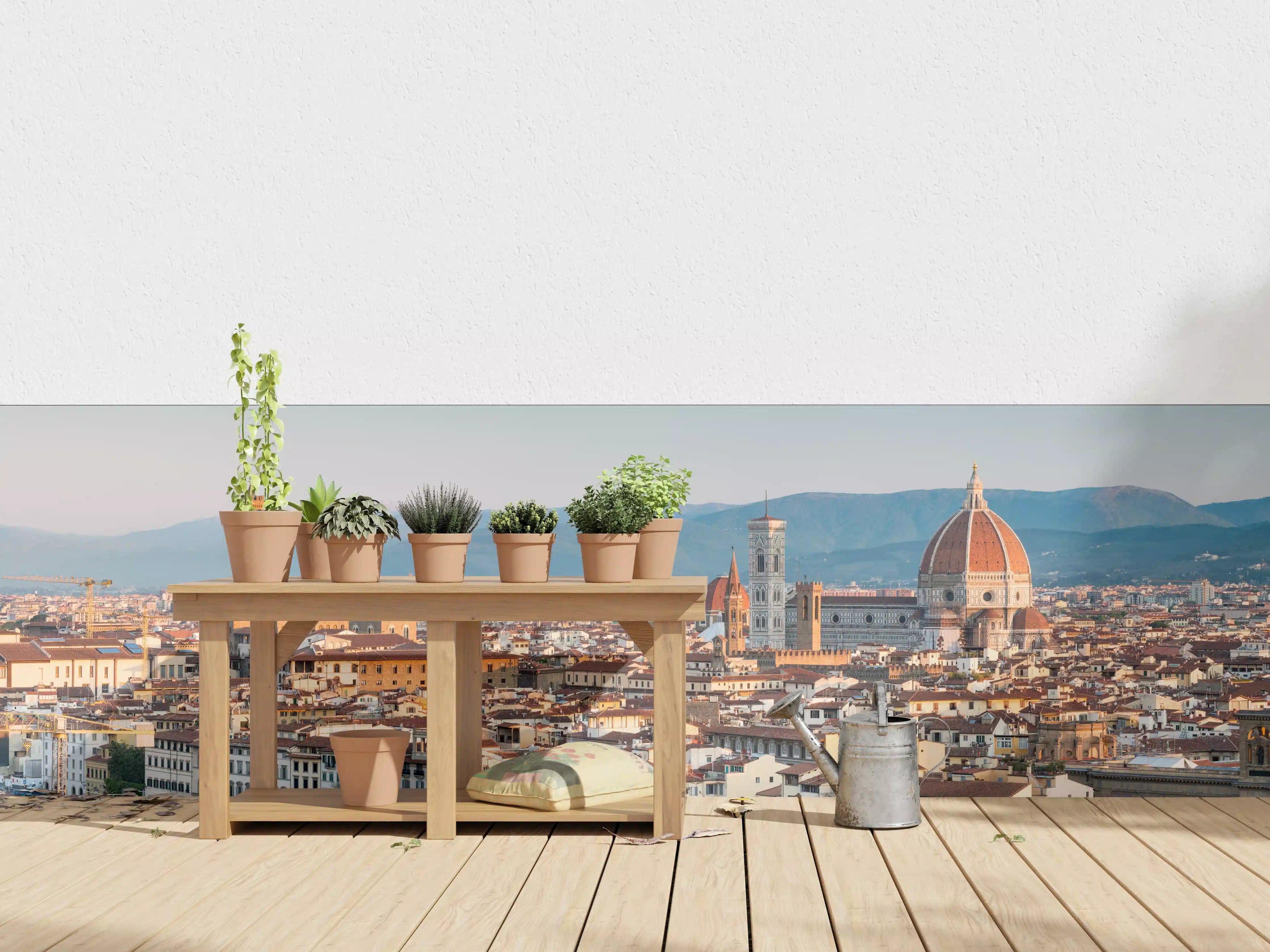 Wandverkleidung außen - Florenz Skyline Blau-Beige