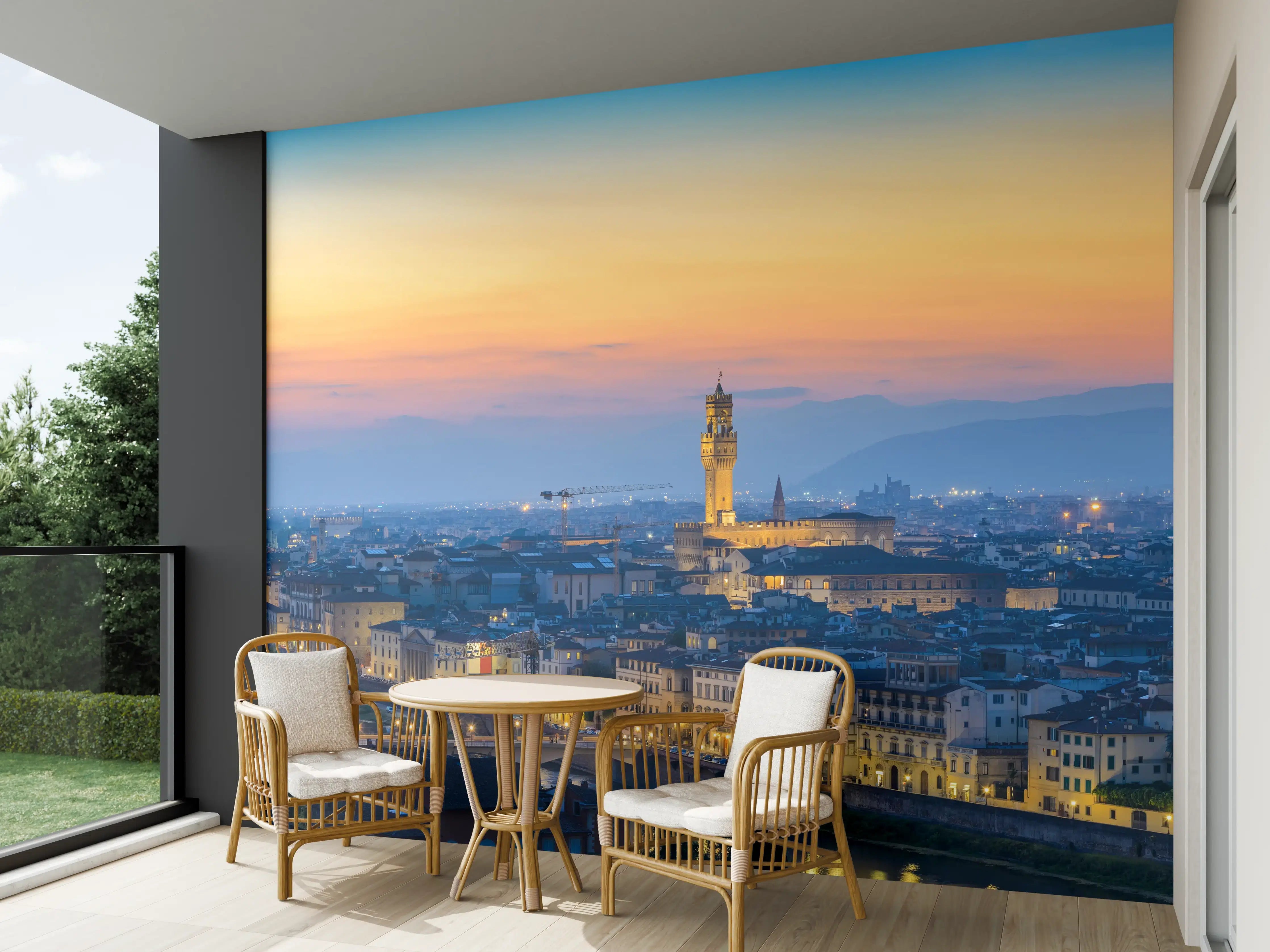 Wandverkleidung außen - Florenz Skyline im Sonnenuntergang